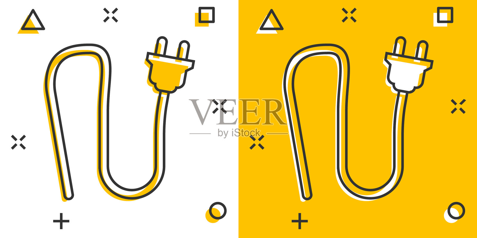 卡通电动插头标志图标漫画风格插画图片素材