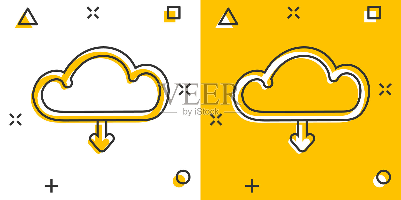 卡通云图标在漫画风格的云标志插画图片素材