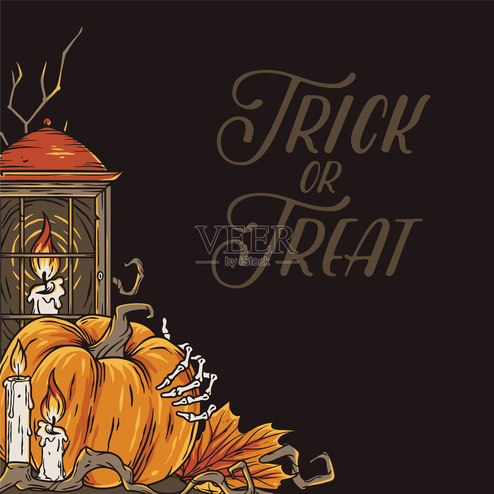 万圣节派对不给糖就捣蛋的背景插画图片素材