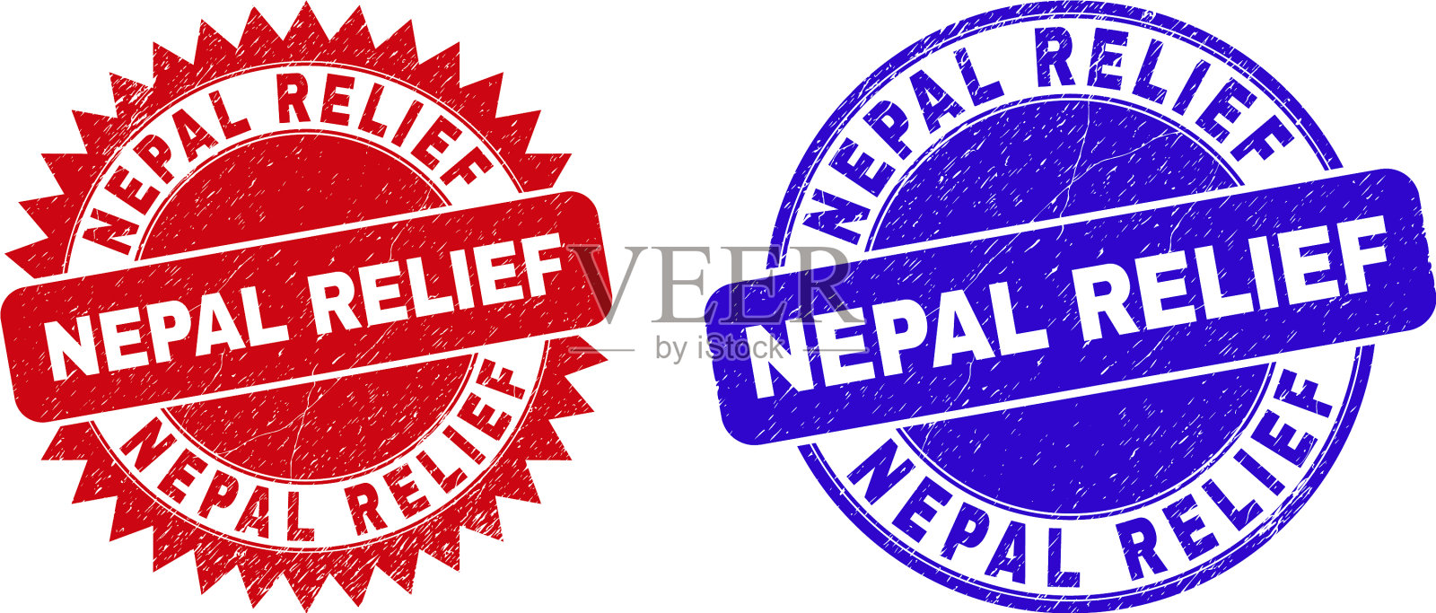 尼泊尔赈灾用圆形和玫瑰形封印插画图片素材