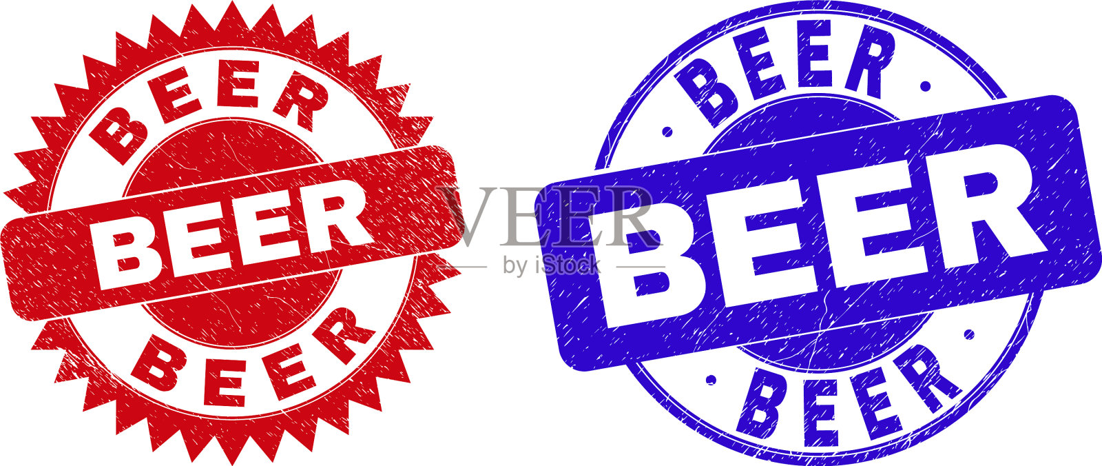 啤酒圆形和玫瑰形密封与垃圾表面插画图片素材