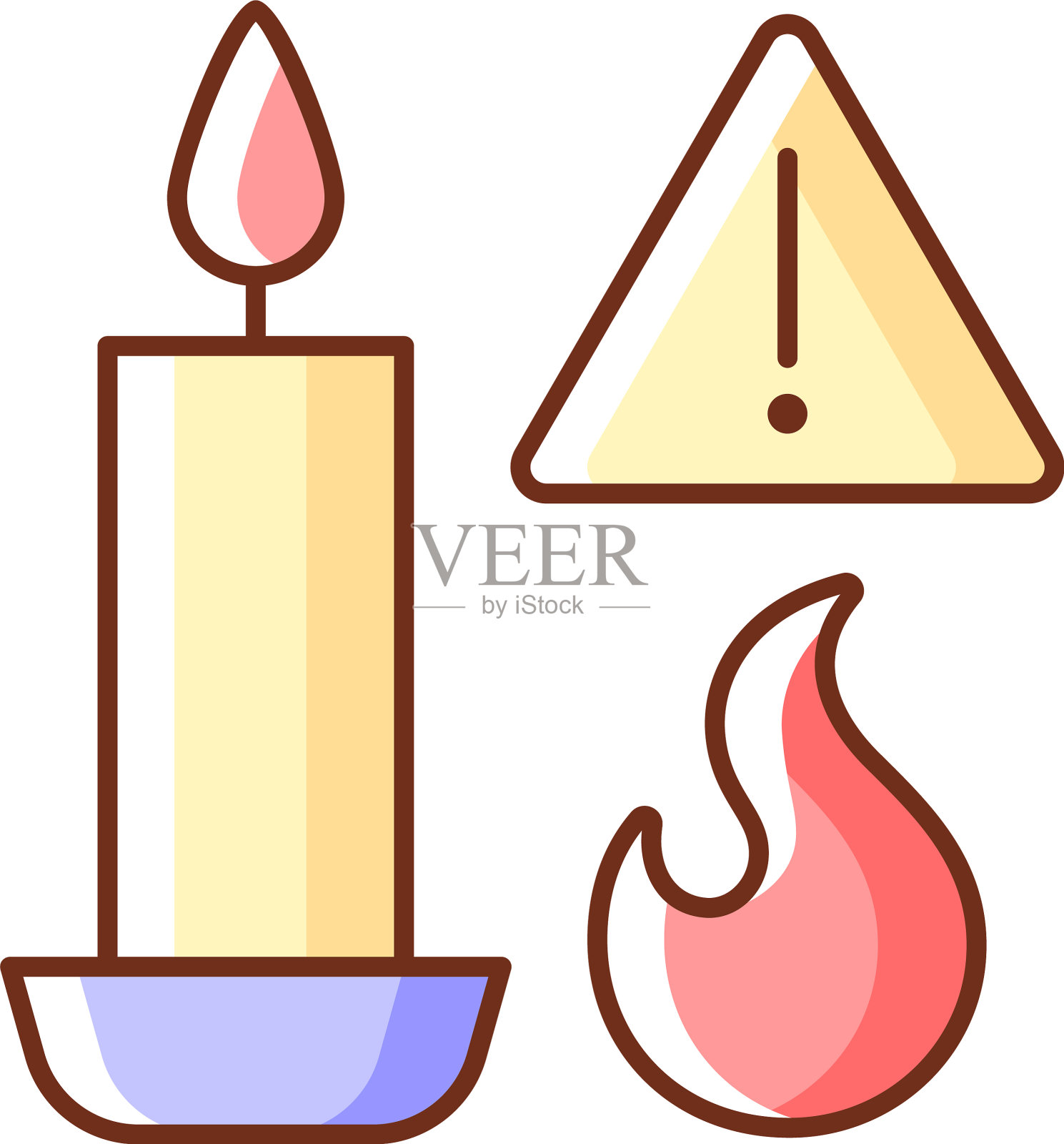 火灾危险来自蜡烛RGB颜色说明书标签图标素材