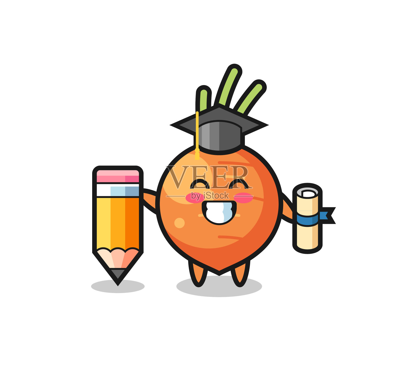 胡萝卜漫画是毕业时用的大铅笔插画图片素材