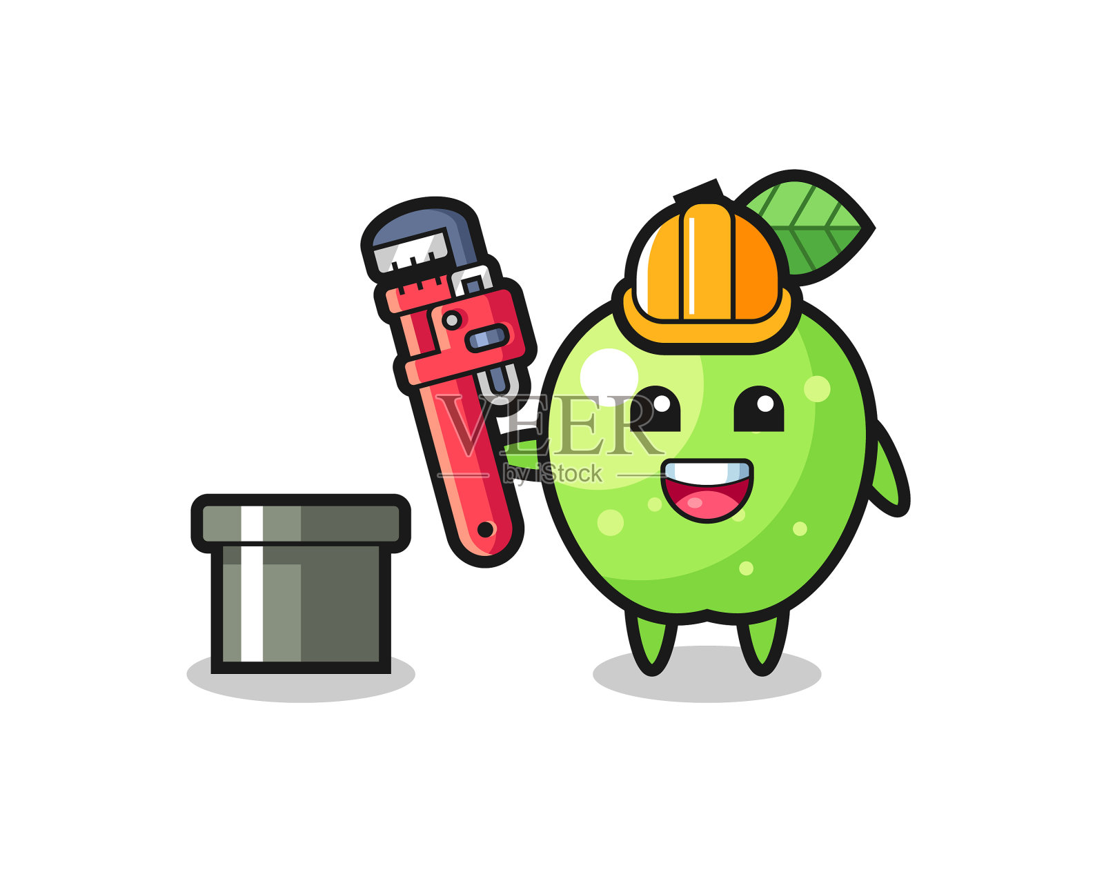 性格绿苹果作为水管工设计元素图片