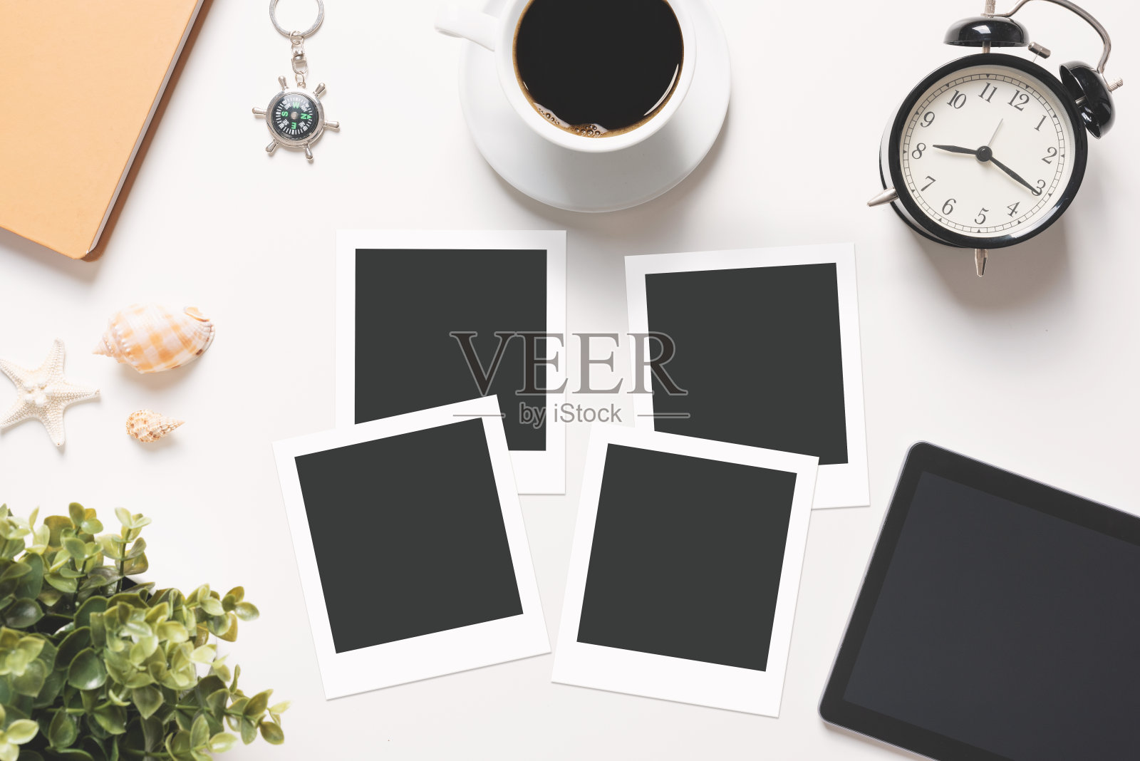 空白相框，照片实验室概念，俯视图照片摄影图片