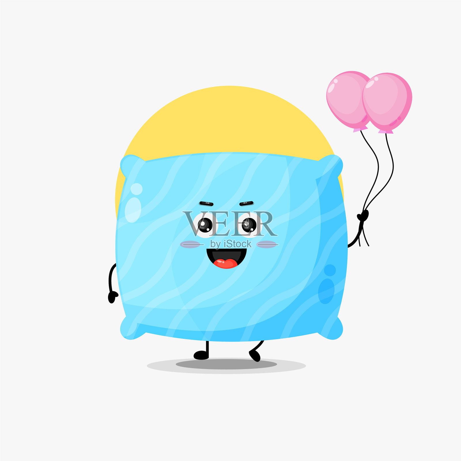 可爱的枕头人物携带气球插画图片素材