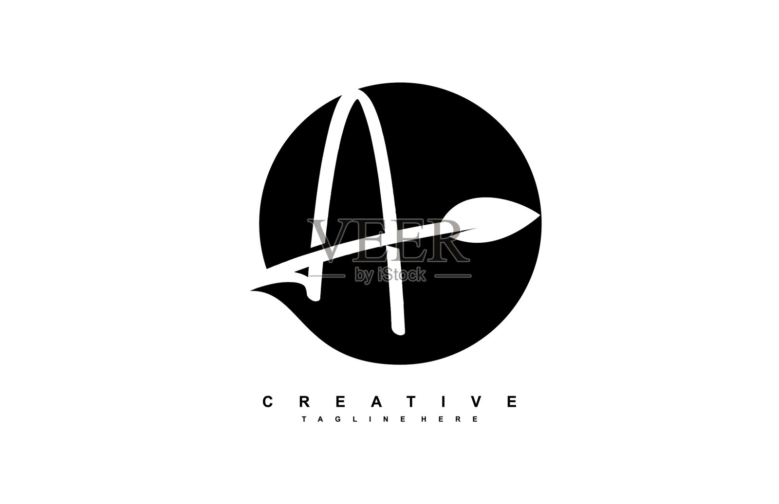 字体字母结合叶圆形的标志插画图片素材