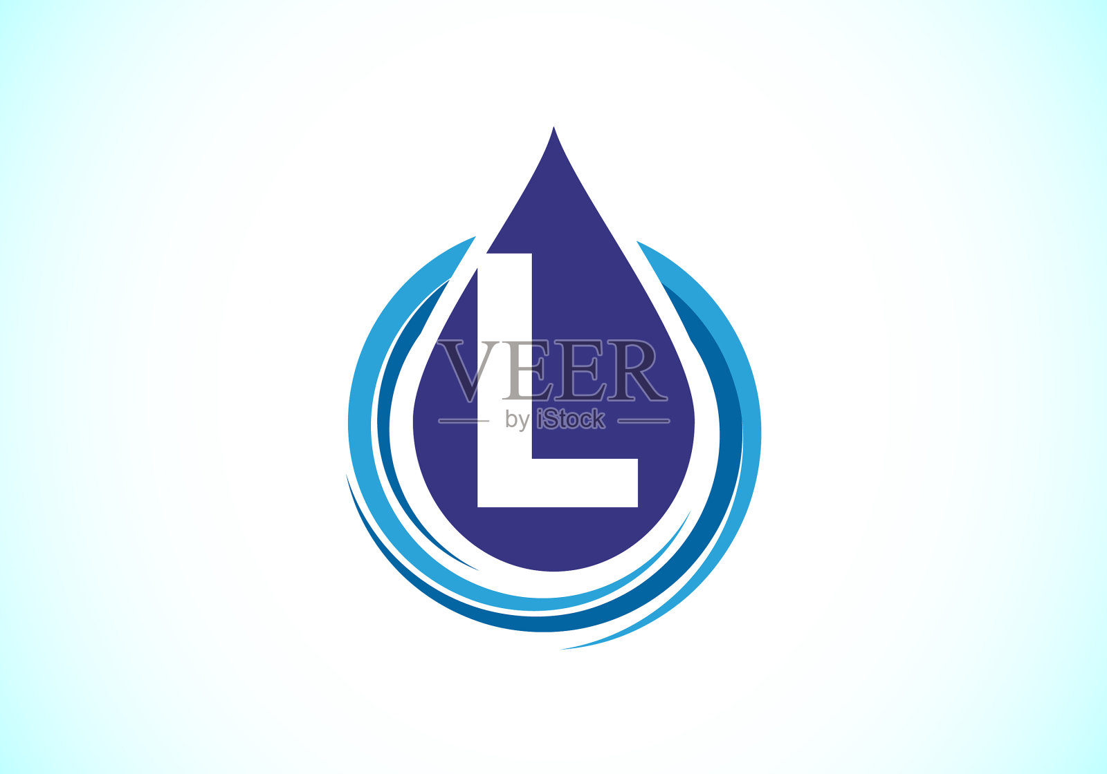 首字母字母与水滴在一个。插画图片素材