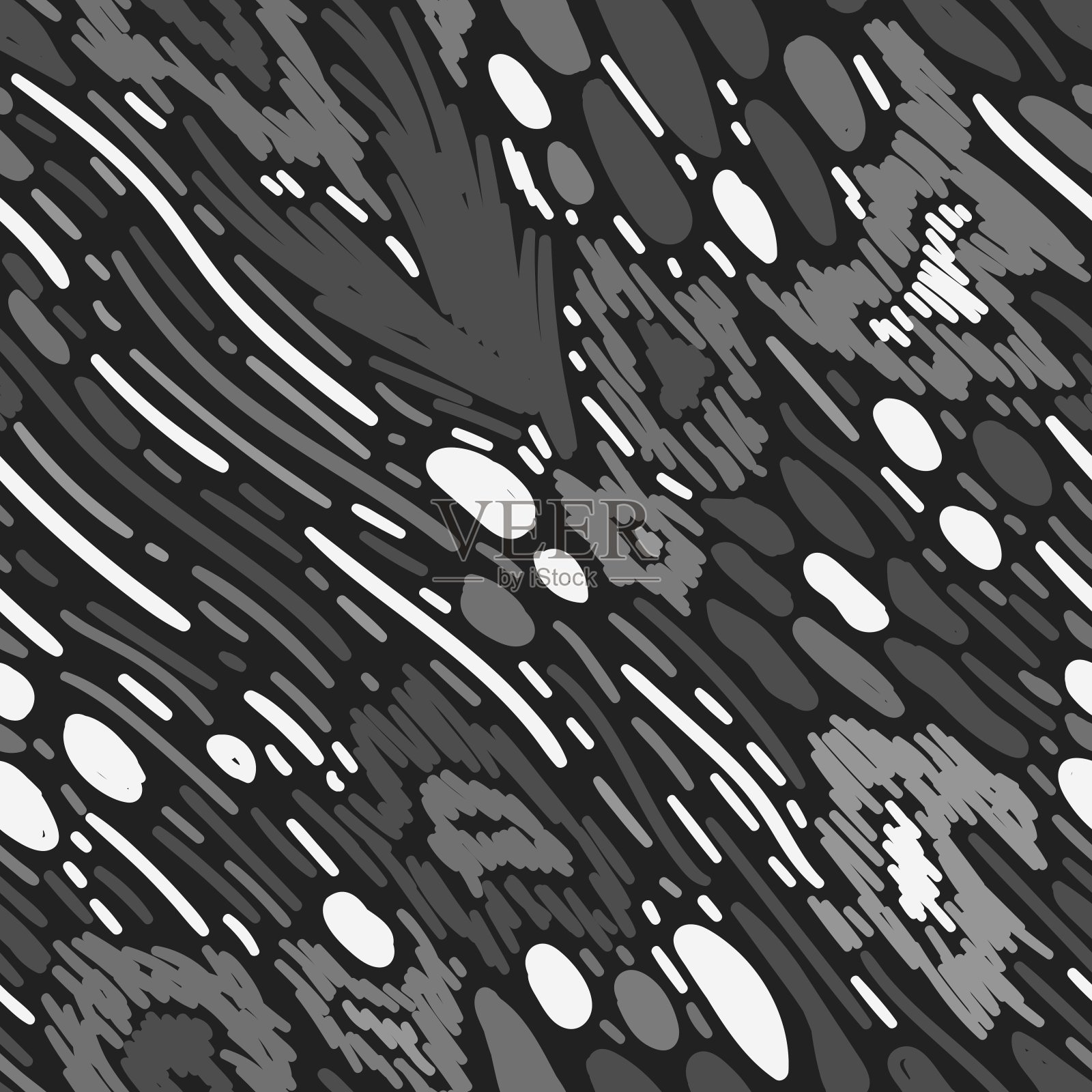 黑色无缝背景与灰色和白色的条纹和斑点插画图片素材