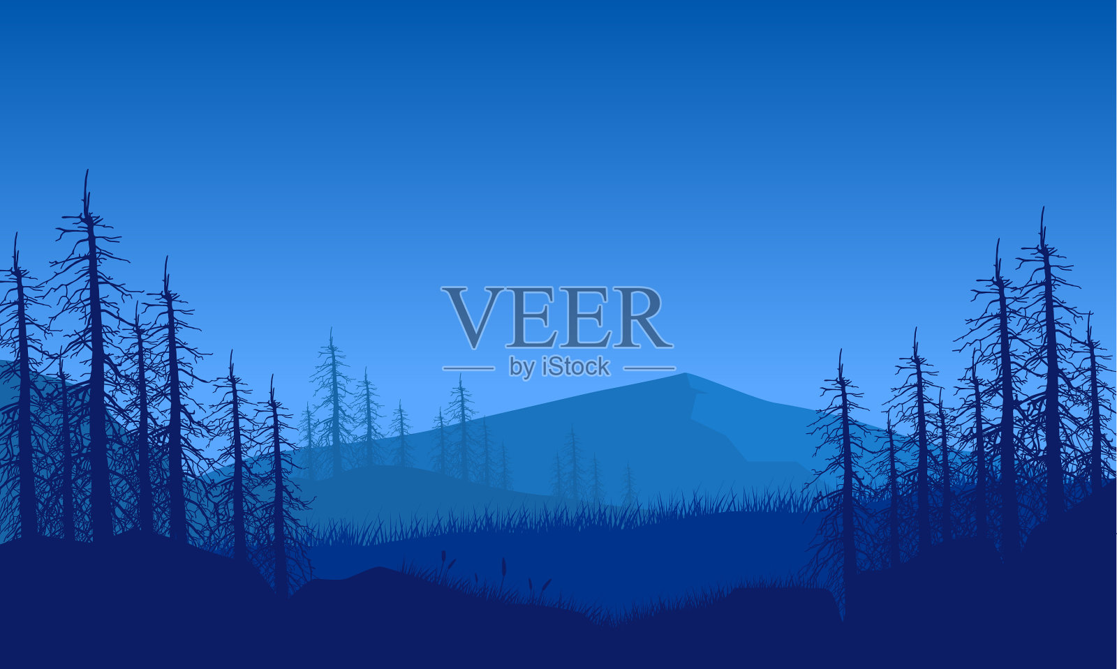 黄昏时美丽的山景插画图片素材