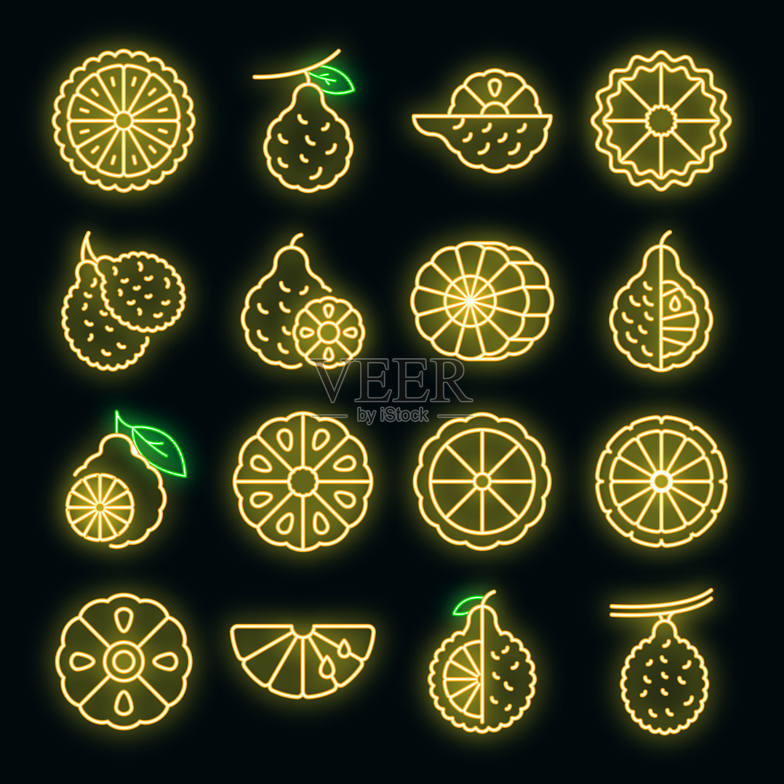 佛手柑图标设置霓虹灯图标素材
