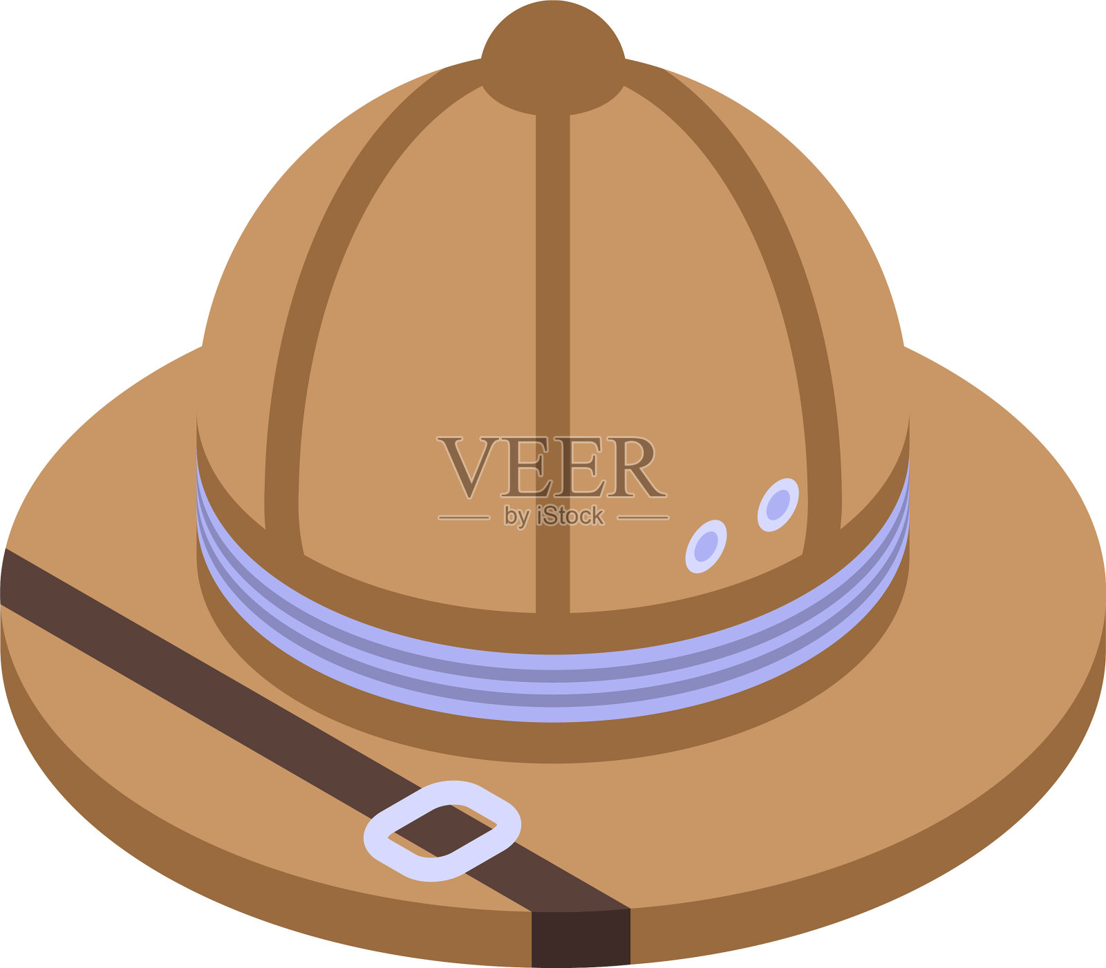 Safari帽子图标等距头盔探险家插画图片素材