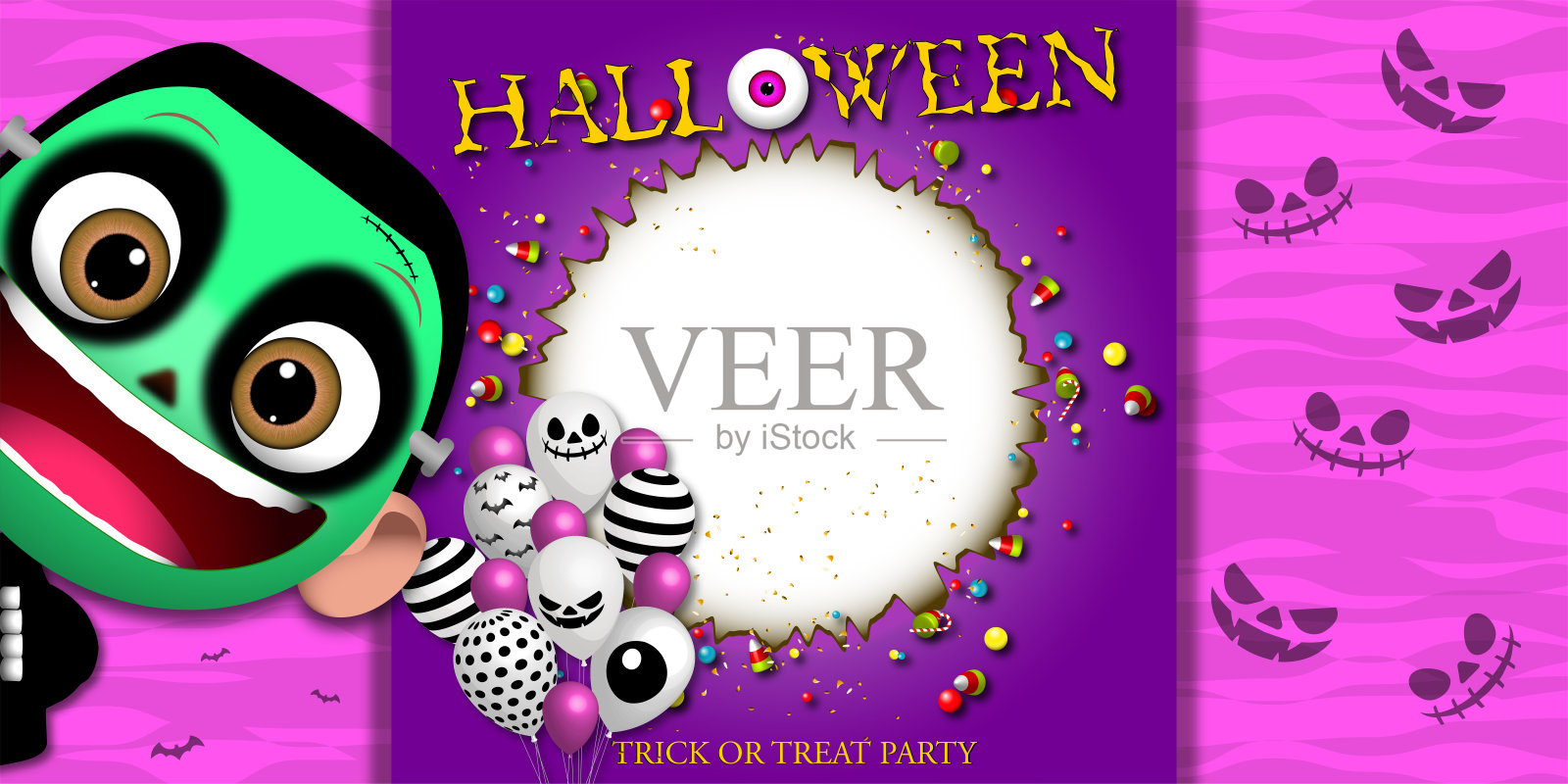 万圣节不给糖就捣蛋派对插画图片素材