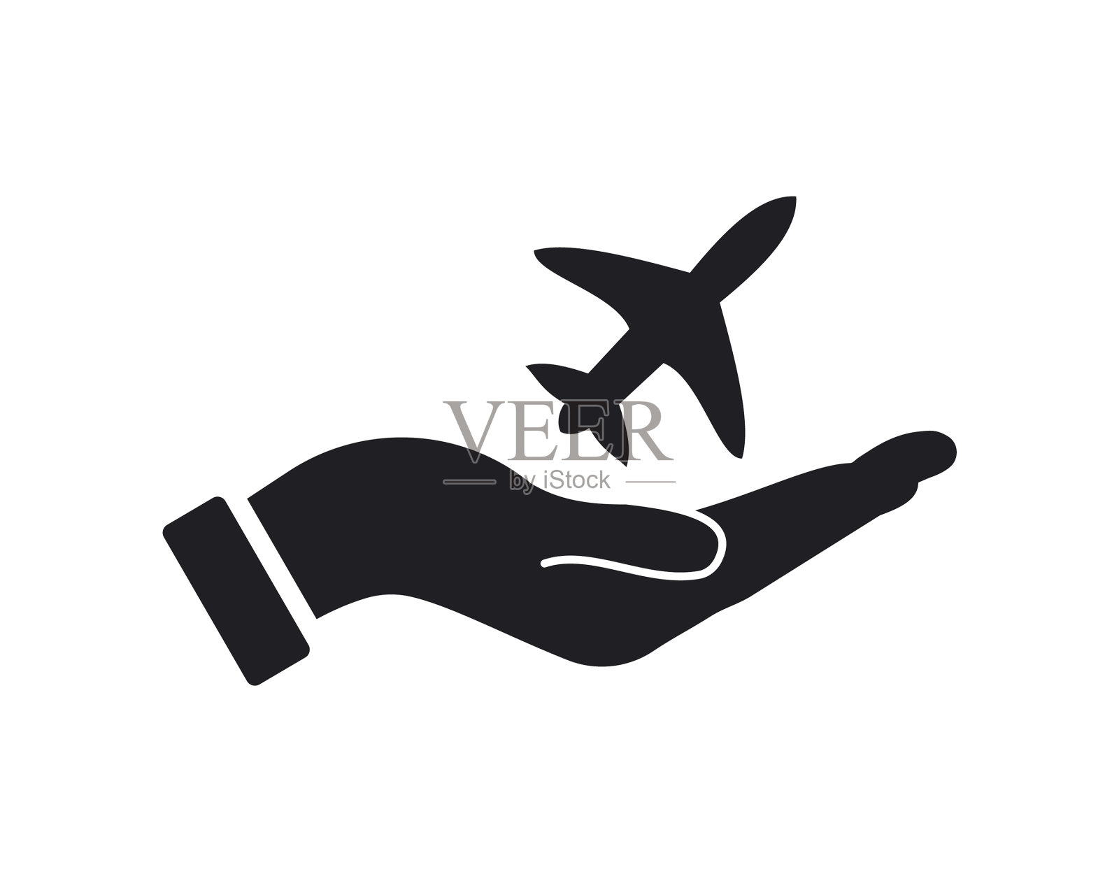 手飞机标志设计旅游标志用手插画图片素材