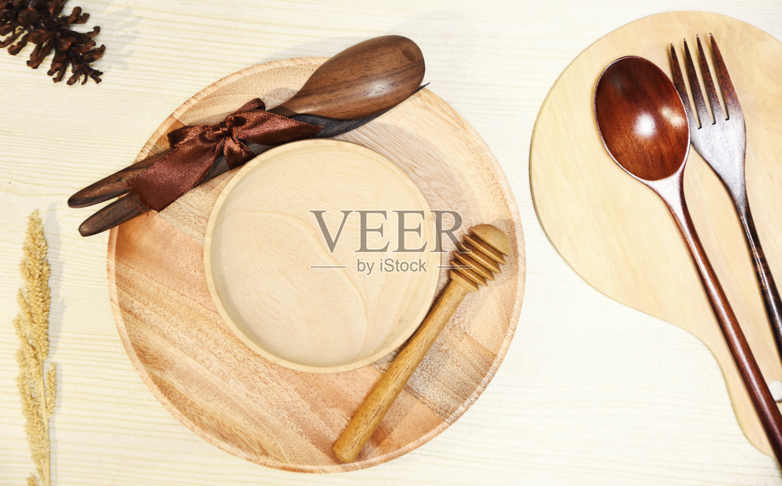 漂亮的木制Cultery照片摄影图片