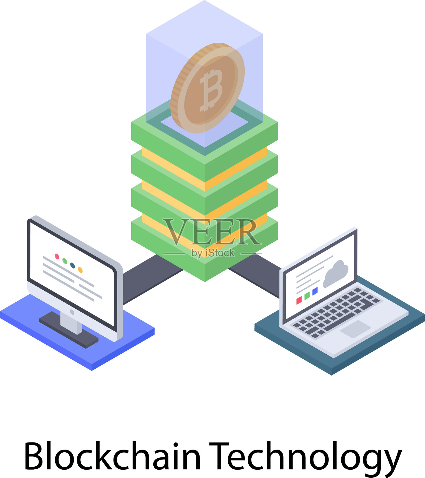 比特币数据挖掘插画图片素材