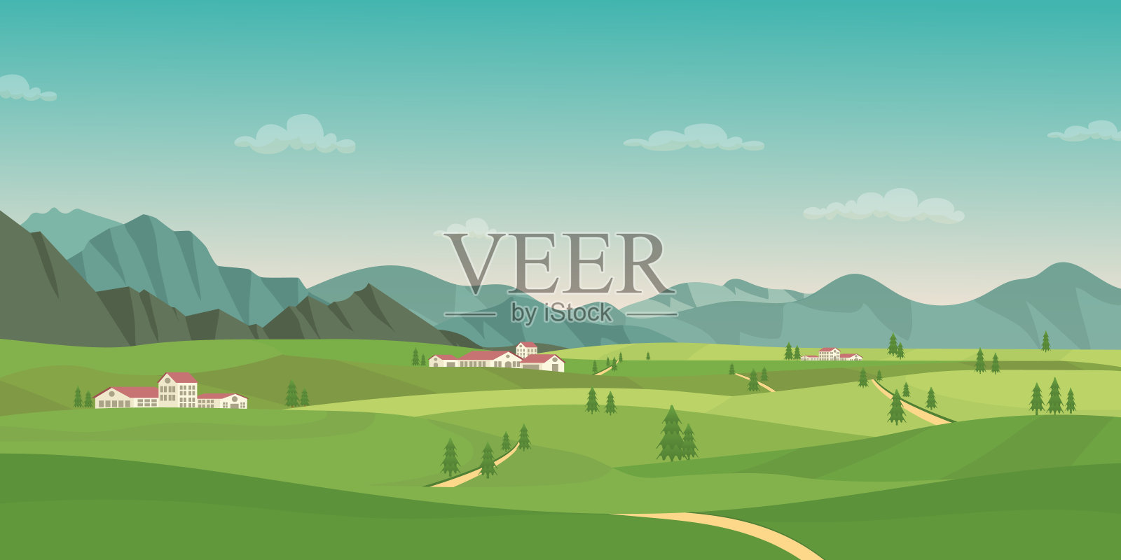 村的背景插画图片素材