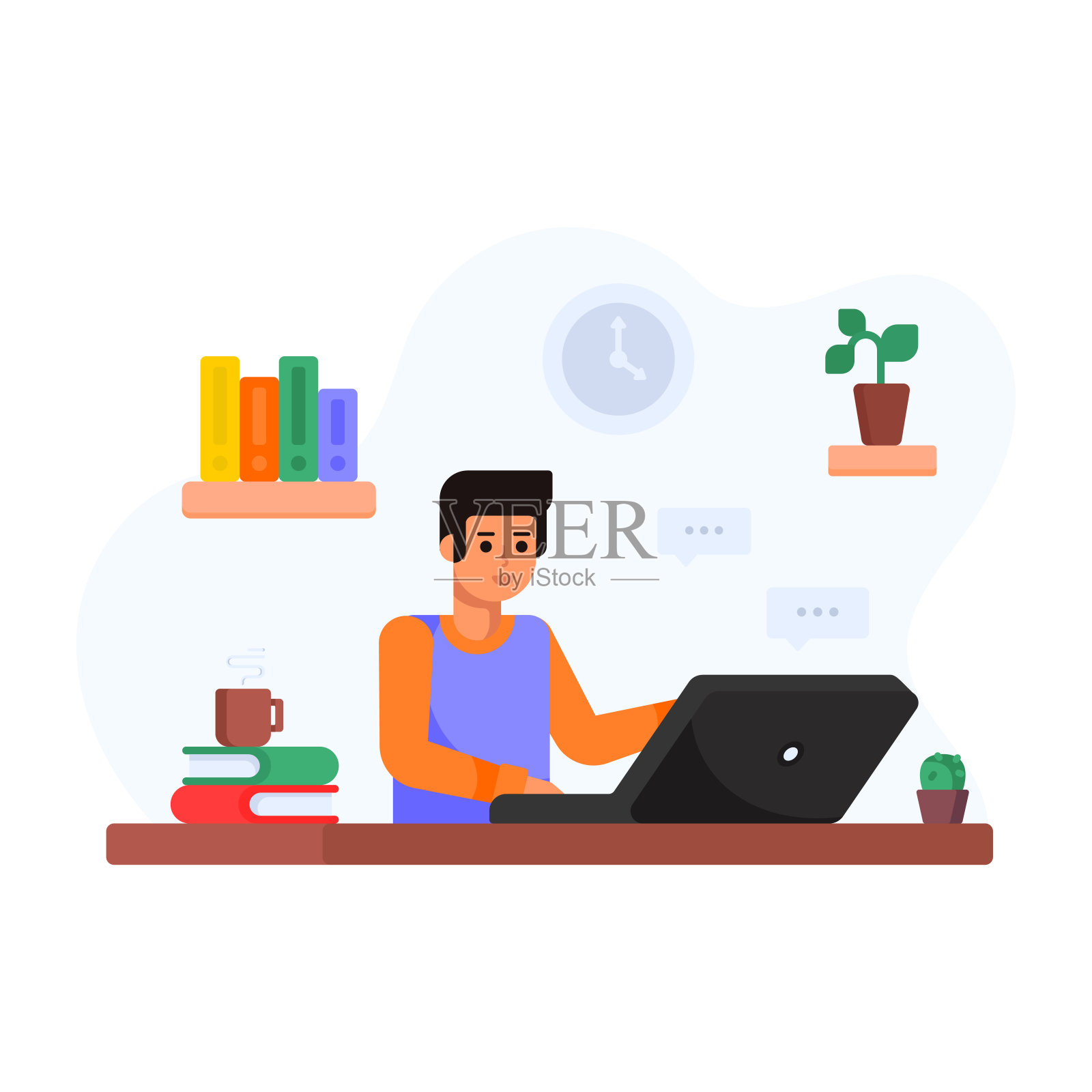 笔记本电脑桌子插画图片素材