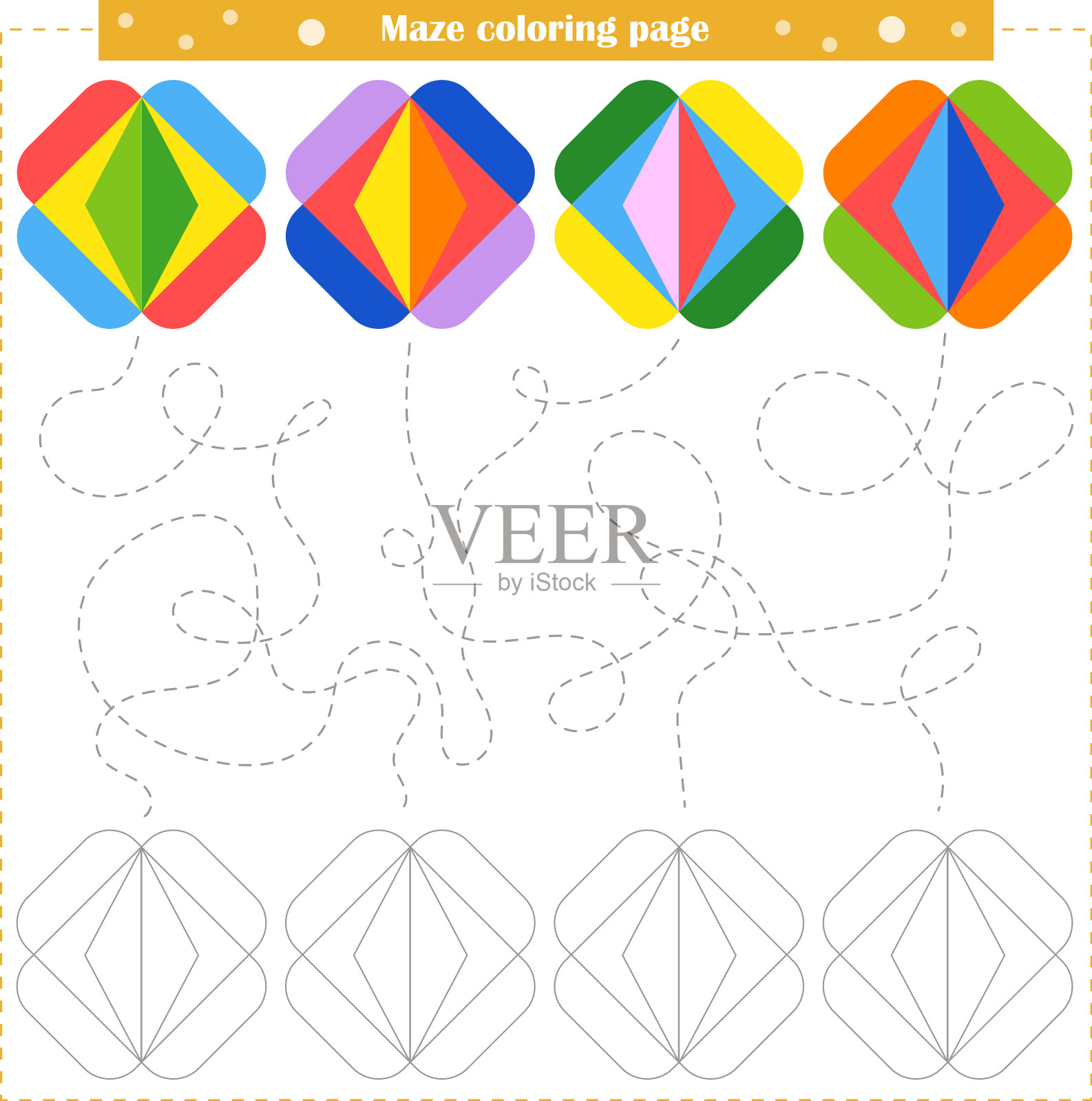 逻辑游戏，让孩子们通过迷宫和插画图片素材