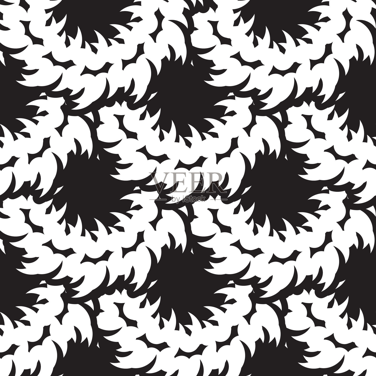 黑白复古无缝图案插画图片素材