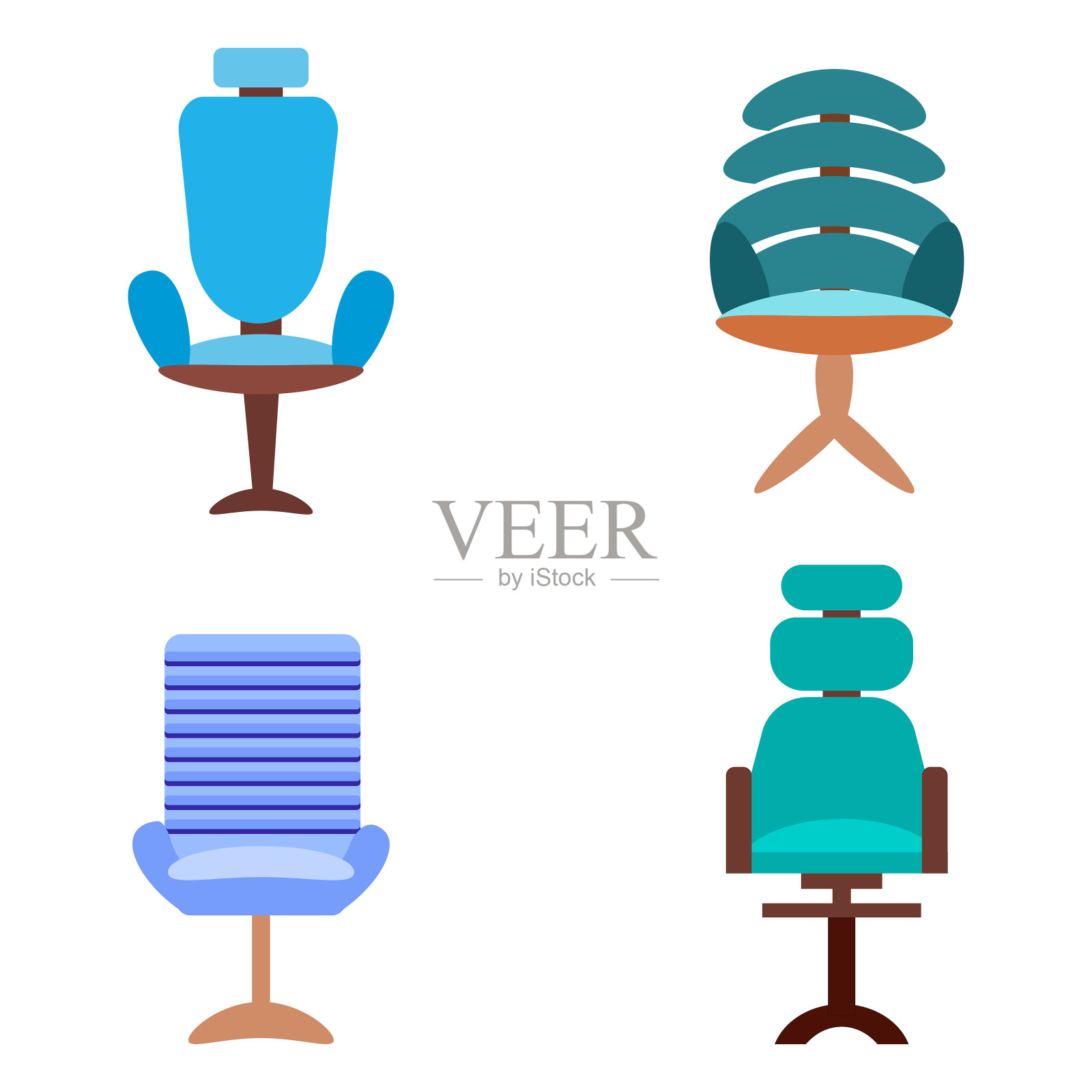 4套现代办公椅和椅子孤立在白色背景插画图片素材