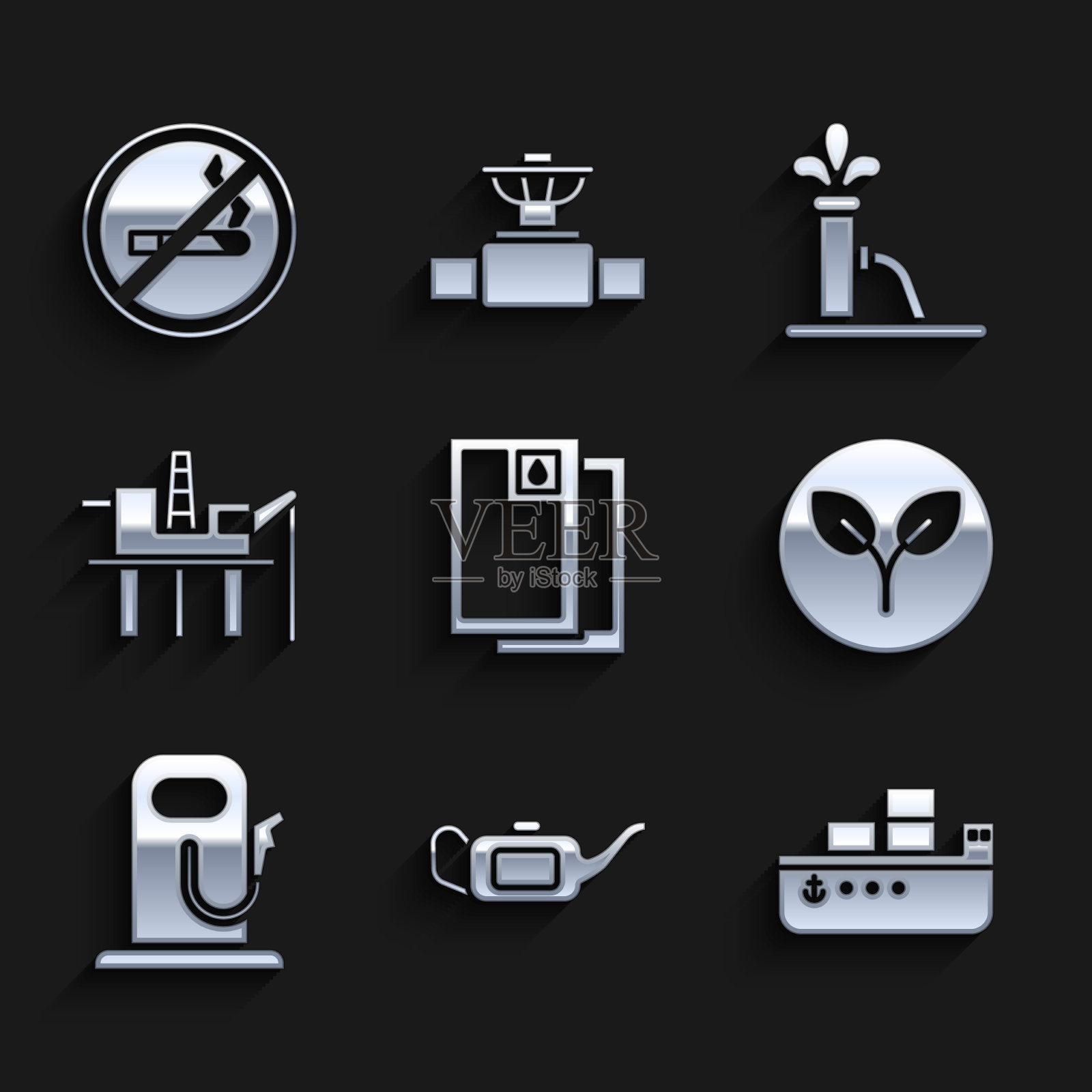 设置机动油船用桶油罐图标素材