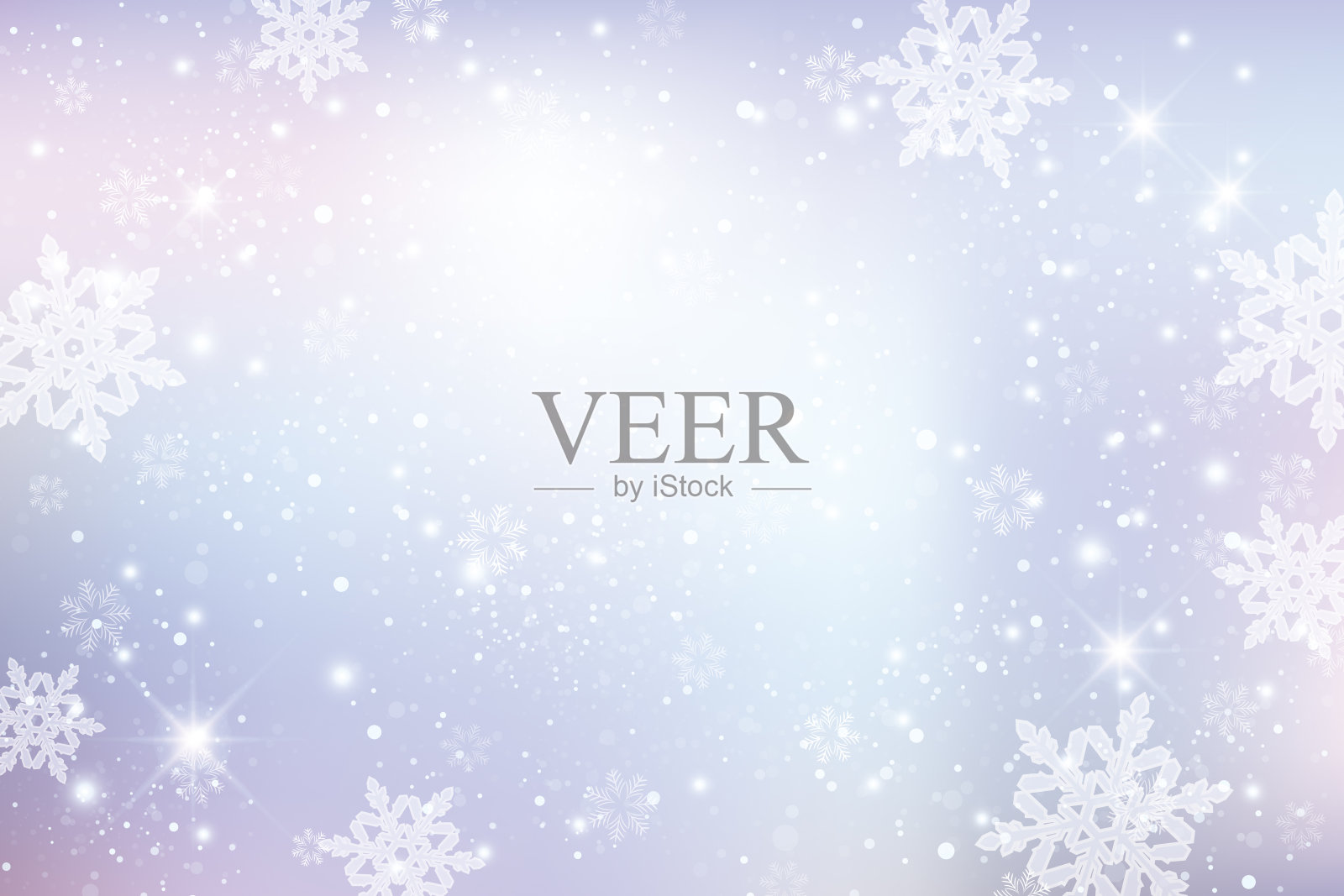 灯光和模糊背景与雪花插画图片素材