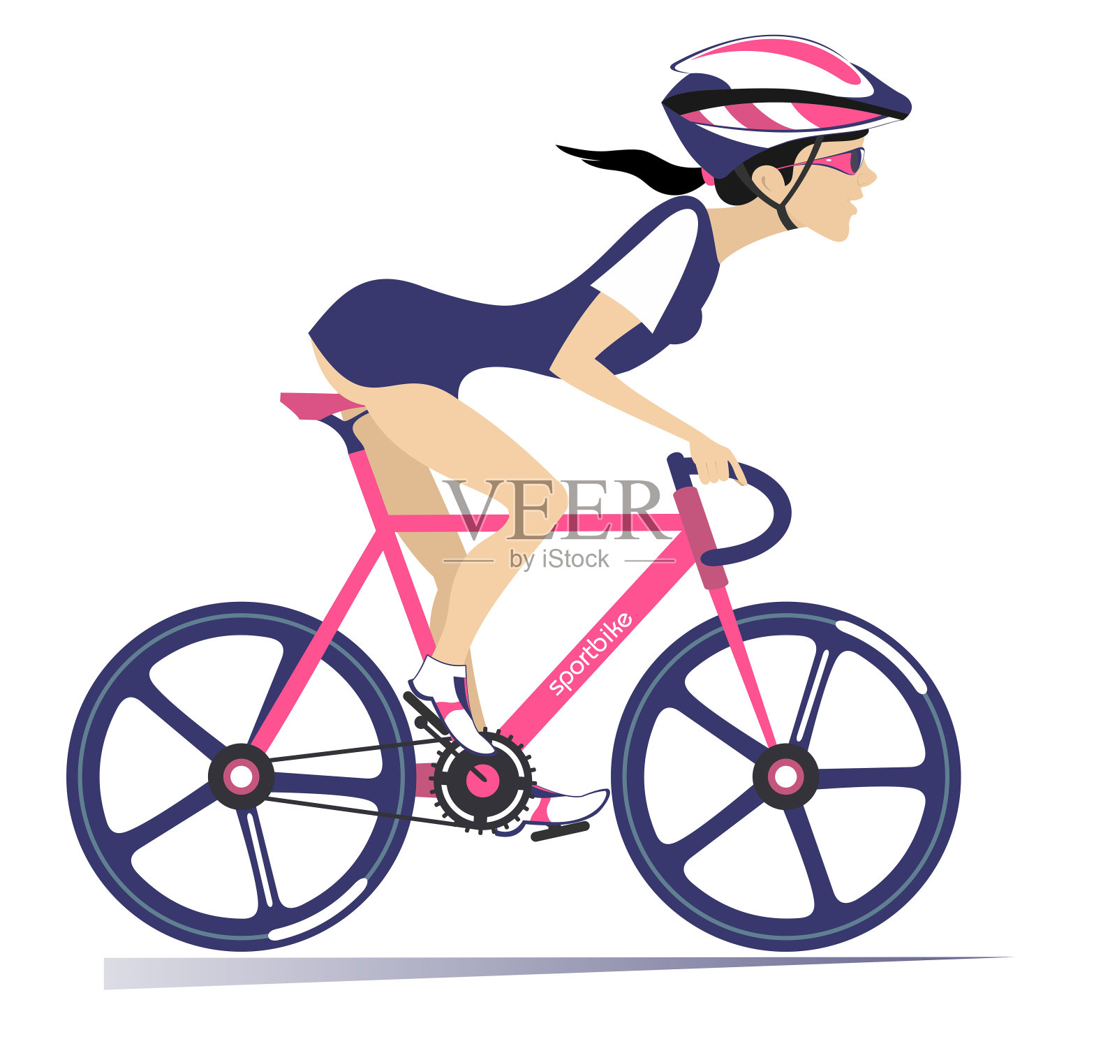 漂亮的年轻女人骑着自行车设计元素图片