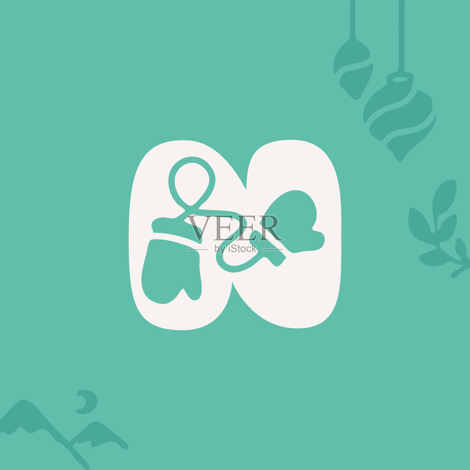 字母N标志与手套为圣诞节和2022年新年设计。插画图片素材