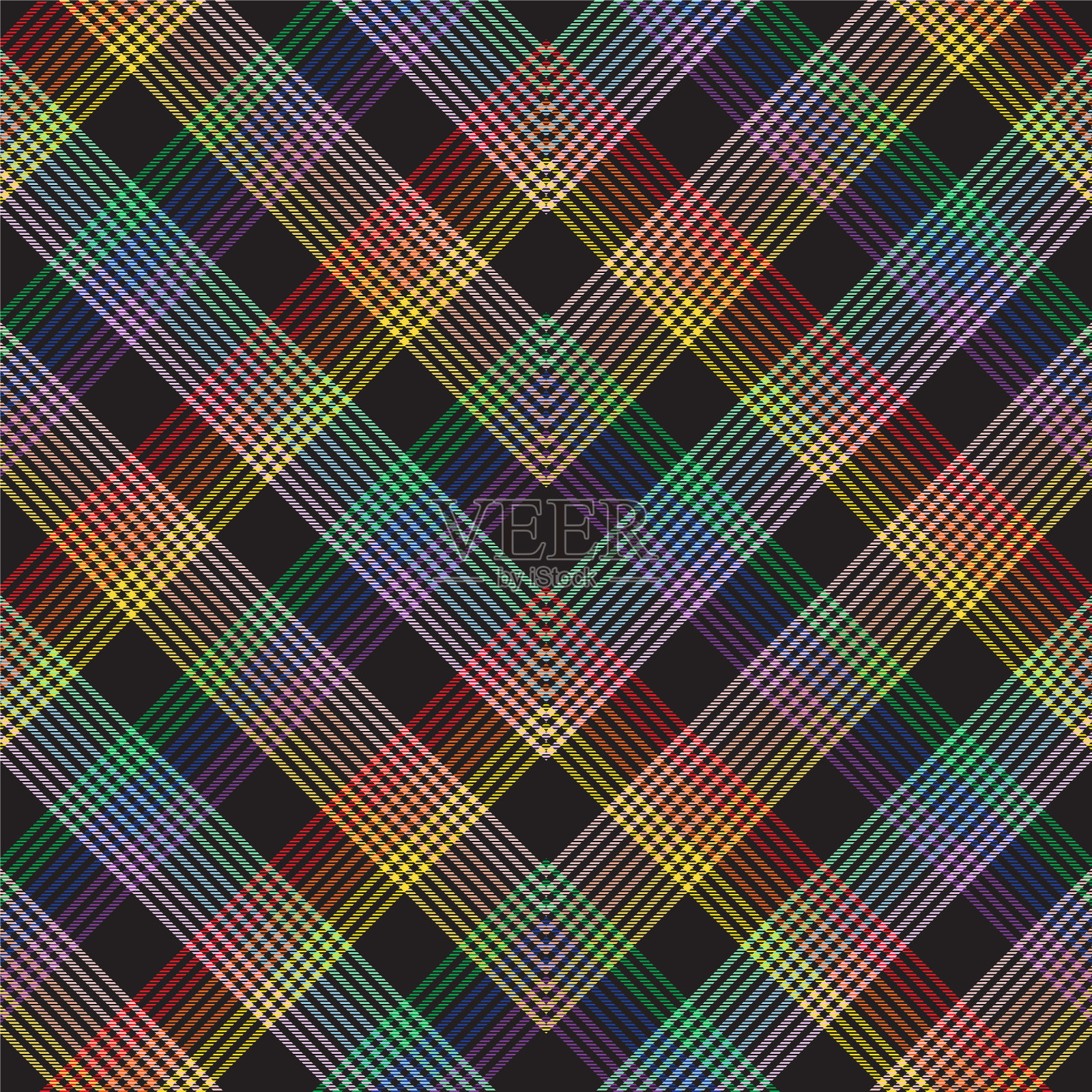 彩虹彩蜡笔人字形格子呢纹理插画图片素材