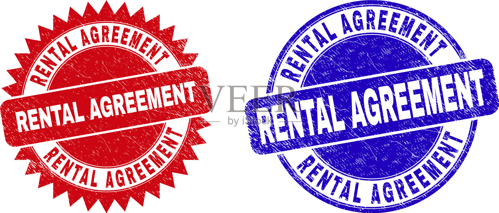 租赁协议圆形和玫瑰形印章插画图片素材