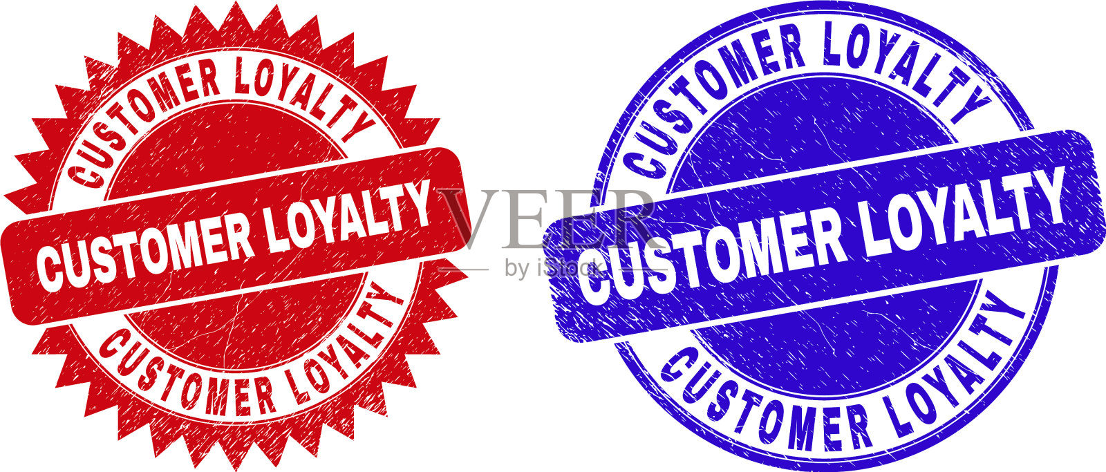 顾客忠诚用圆形和玫瑰花形封口插画图片素材