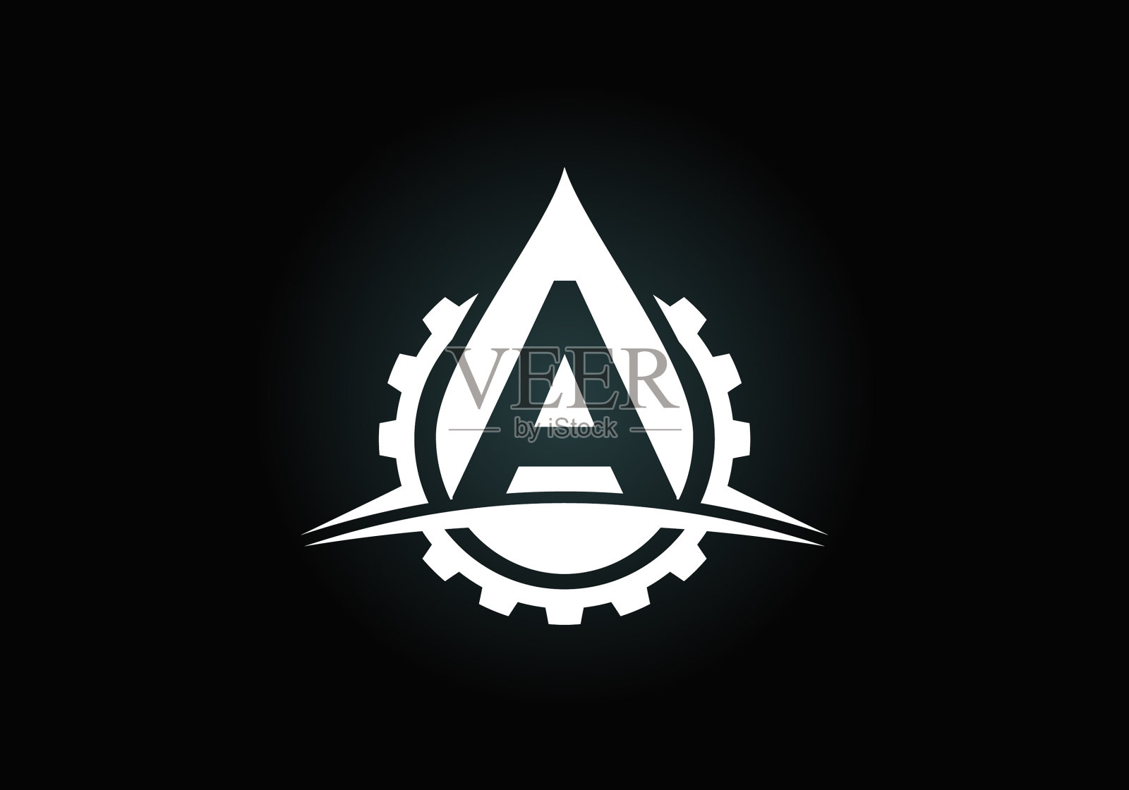 首字母字母与齿轮的嗖嗖和插画图片素材