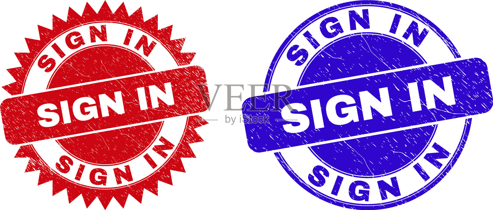 签章用不洁圆形和玫瑰形印章印章插画图片素材