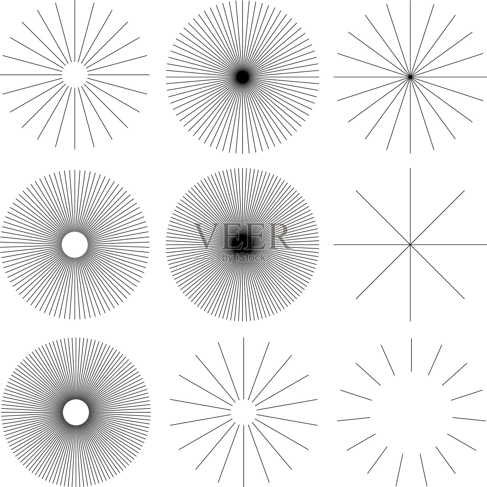 放射状辐射爆裂圆形线条条纹插画图片素材