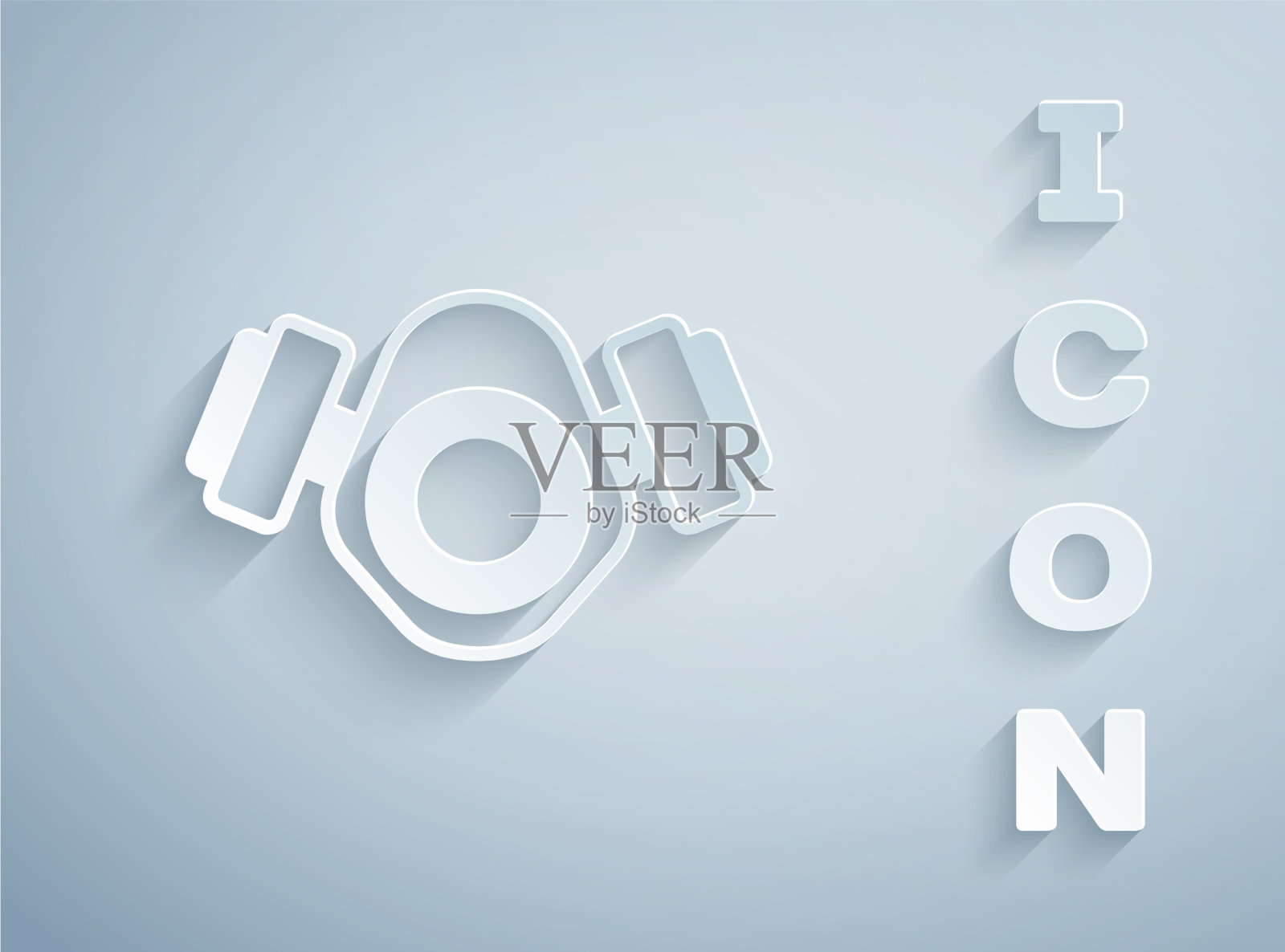 纸割防毒面具图标隔离在灰色插画图片素材