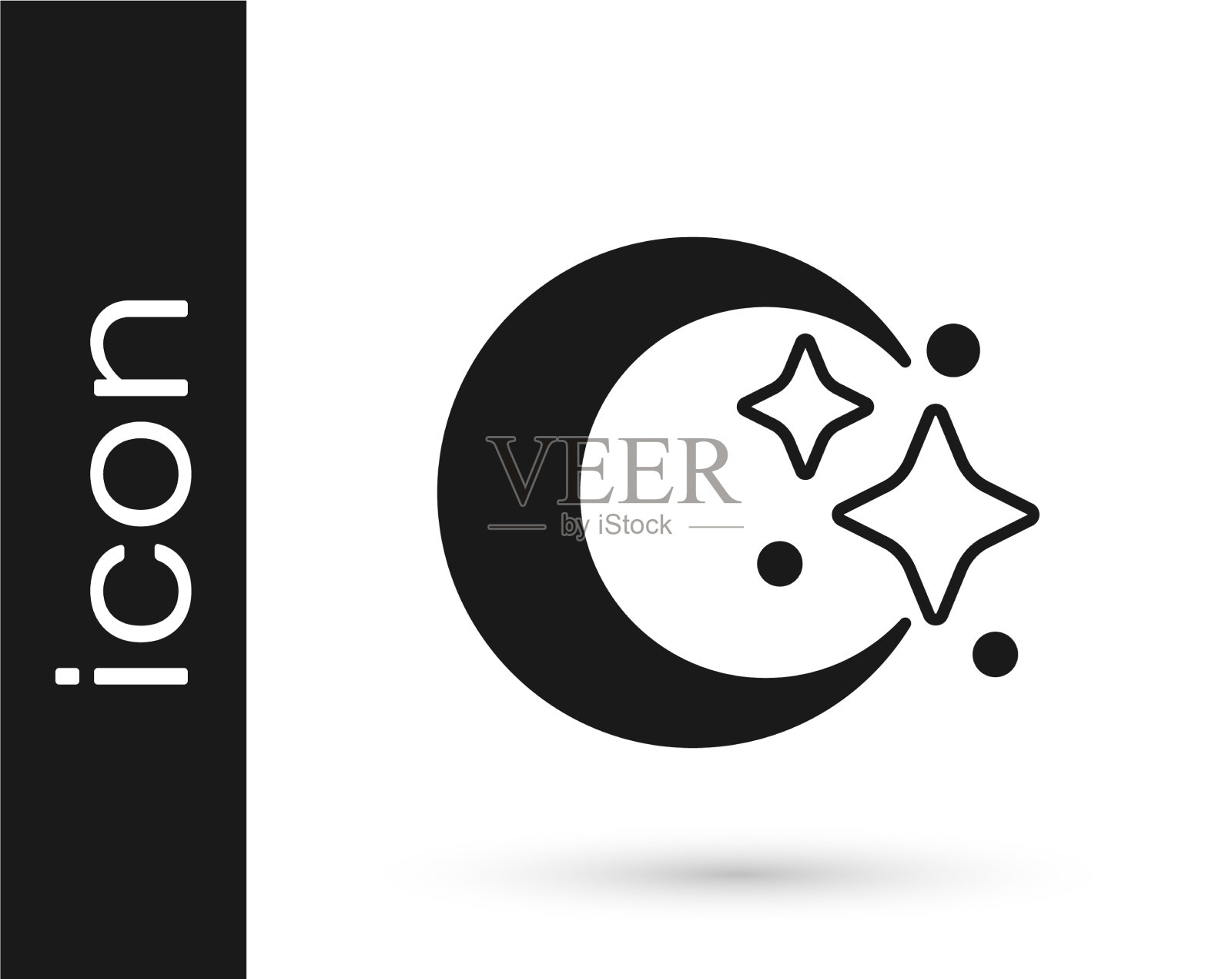 黑色的月亮和星星图标孤立在白色图标素材