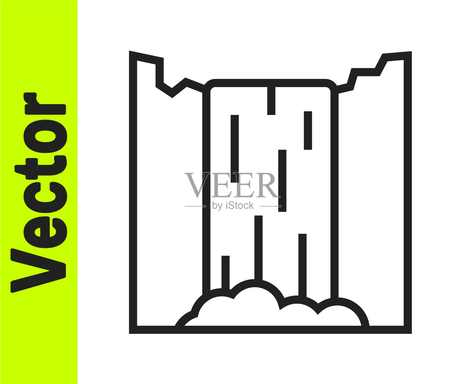 黑线瀑布图标孤立在白色插画图片素材