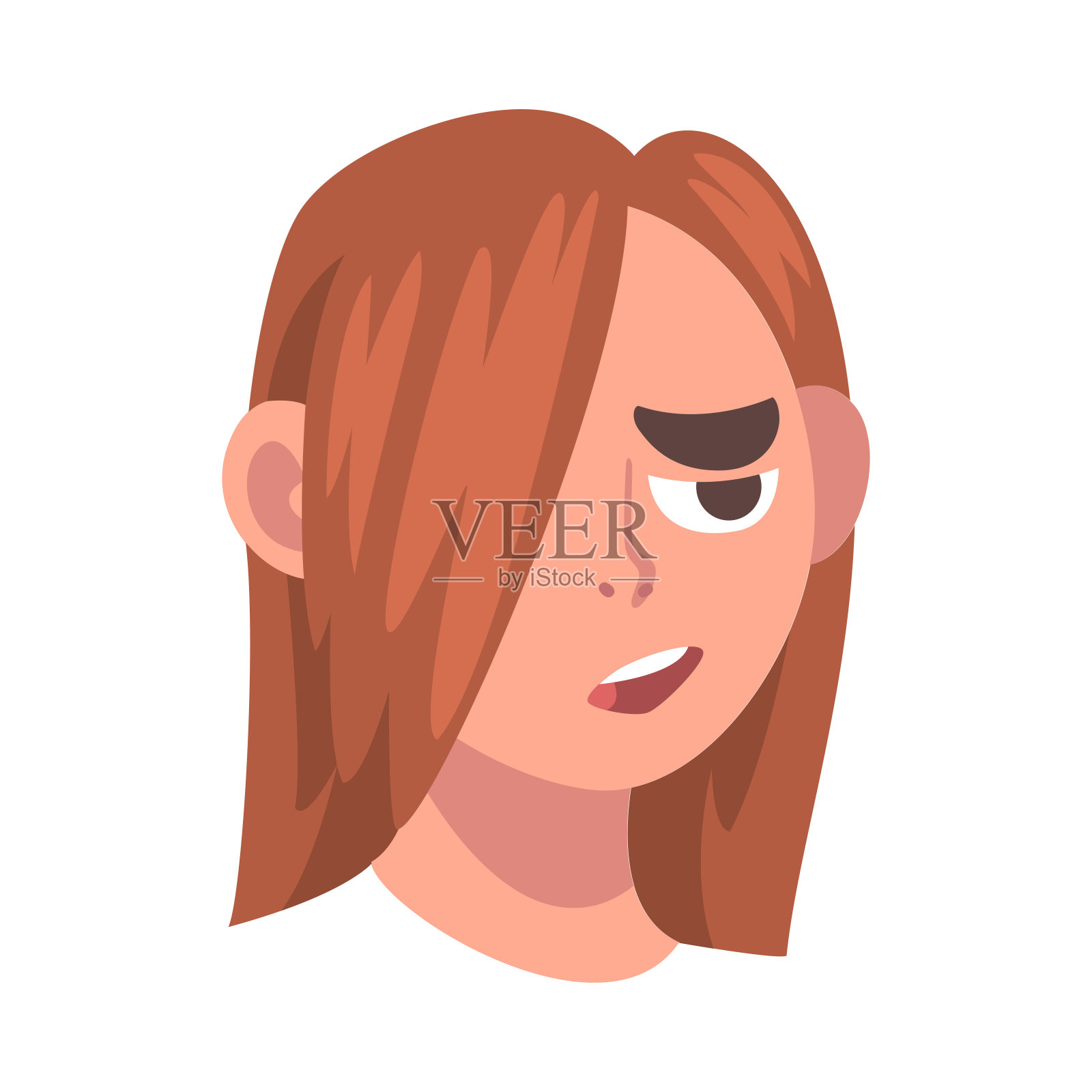女人的头部与皱眉的表情向量插图插画图片素材