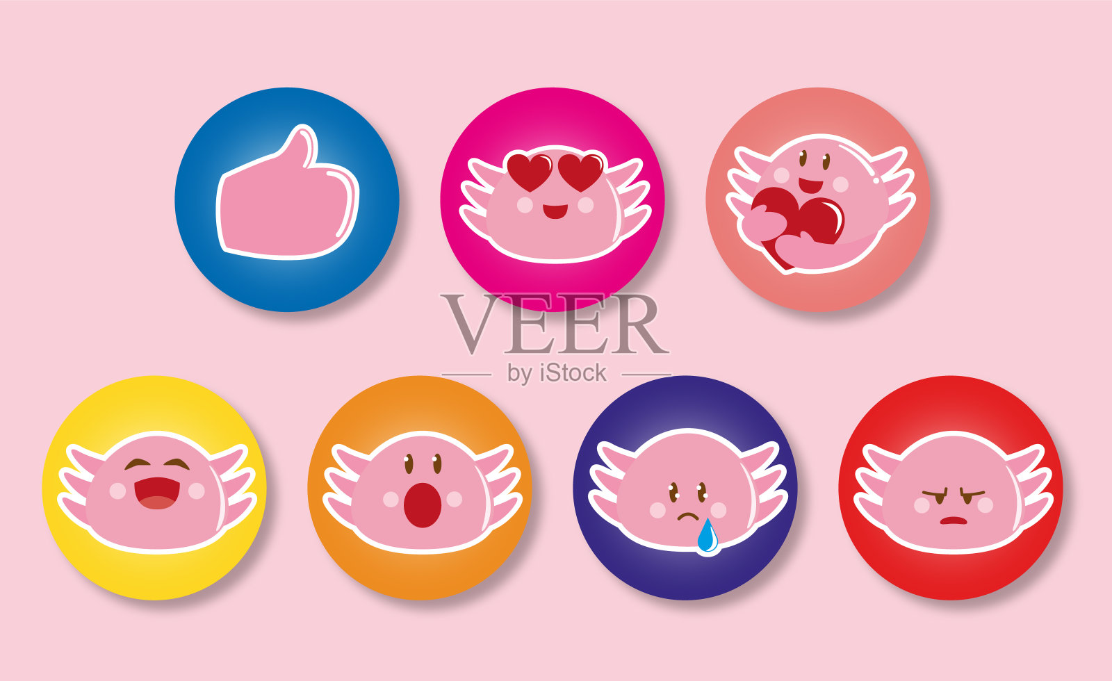 美西螈的脸是社交媒体上的反应图标插画图片素材