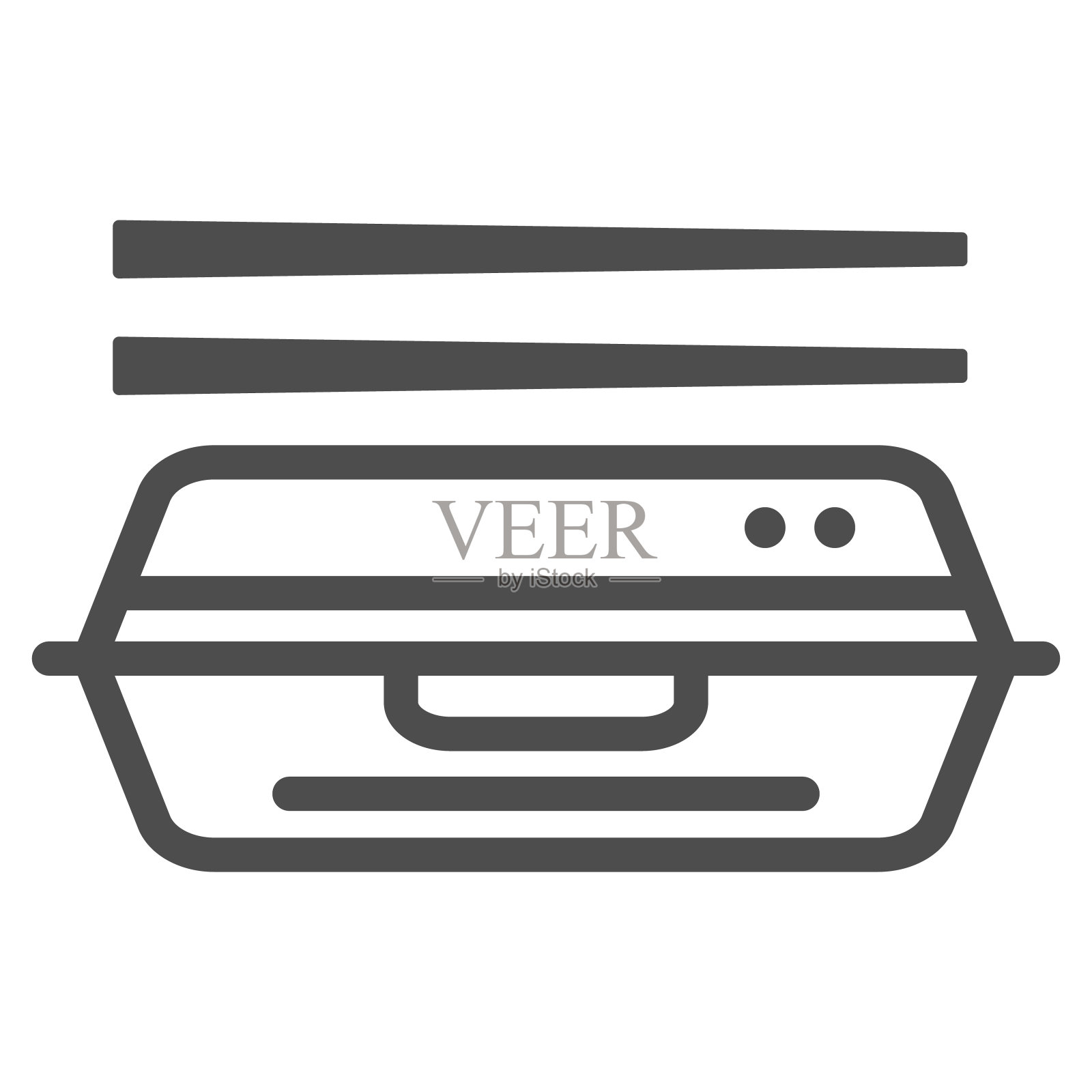 便当线图标，亚洲食物概念，日本午餐盒与筷子矢量标志在白色背景，轮廓风格图标的移动概念和网页设计。矢量图形。插画图片素材