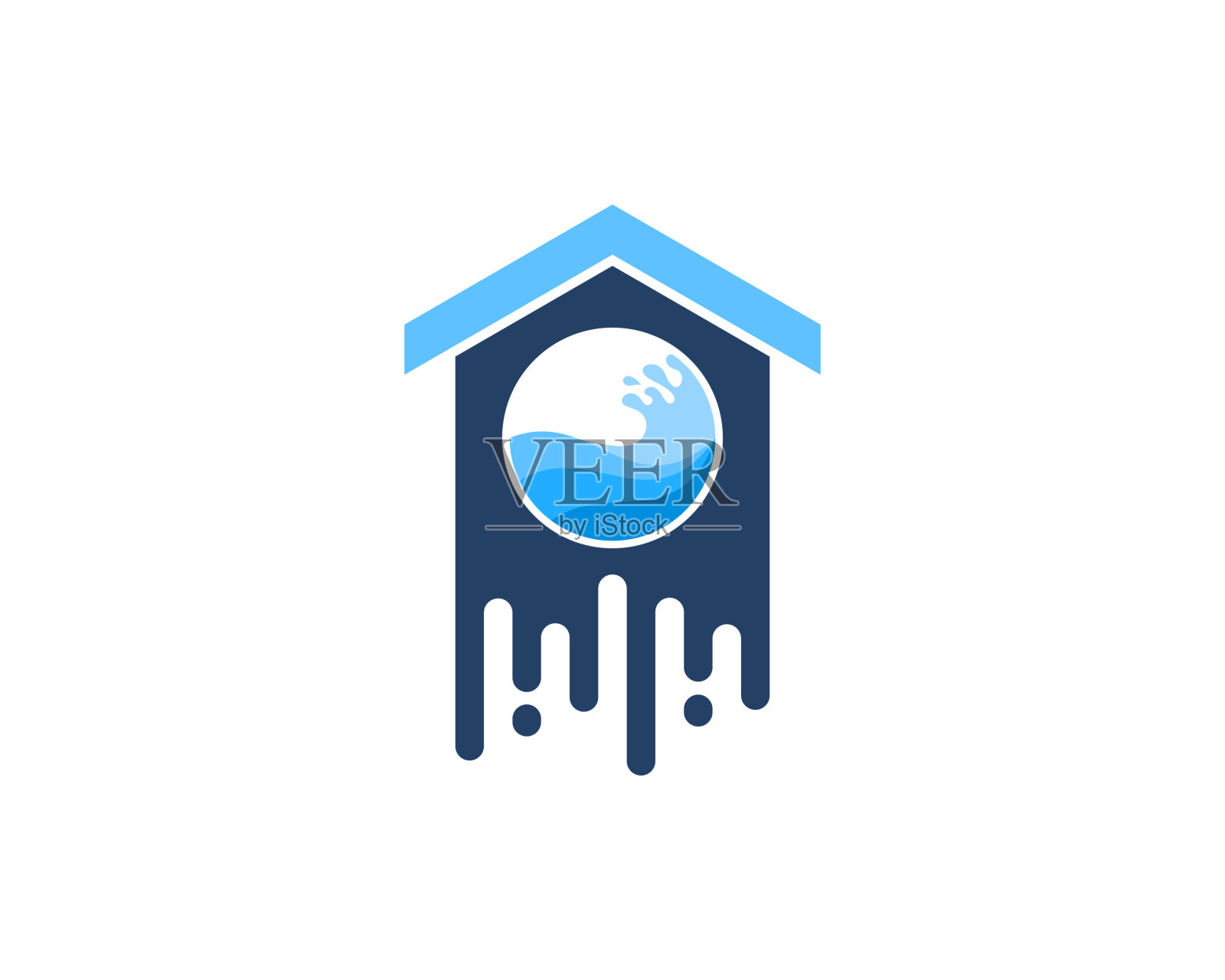 房子中间有洗衣机插画图片素材