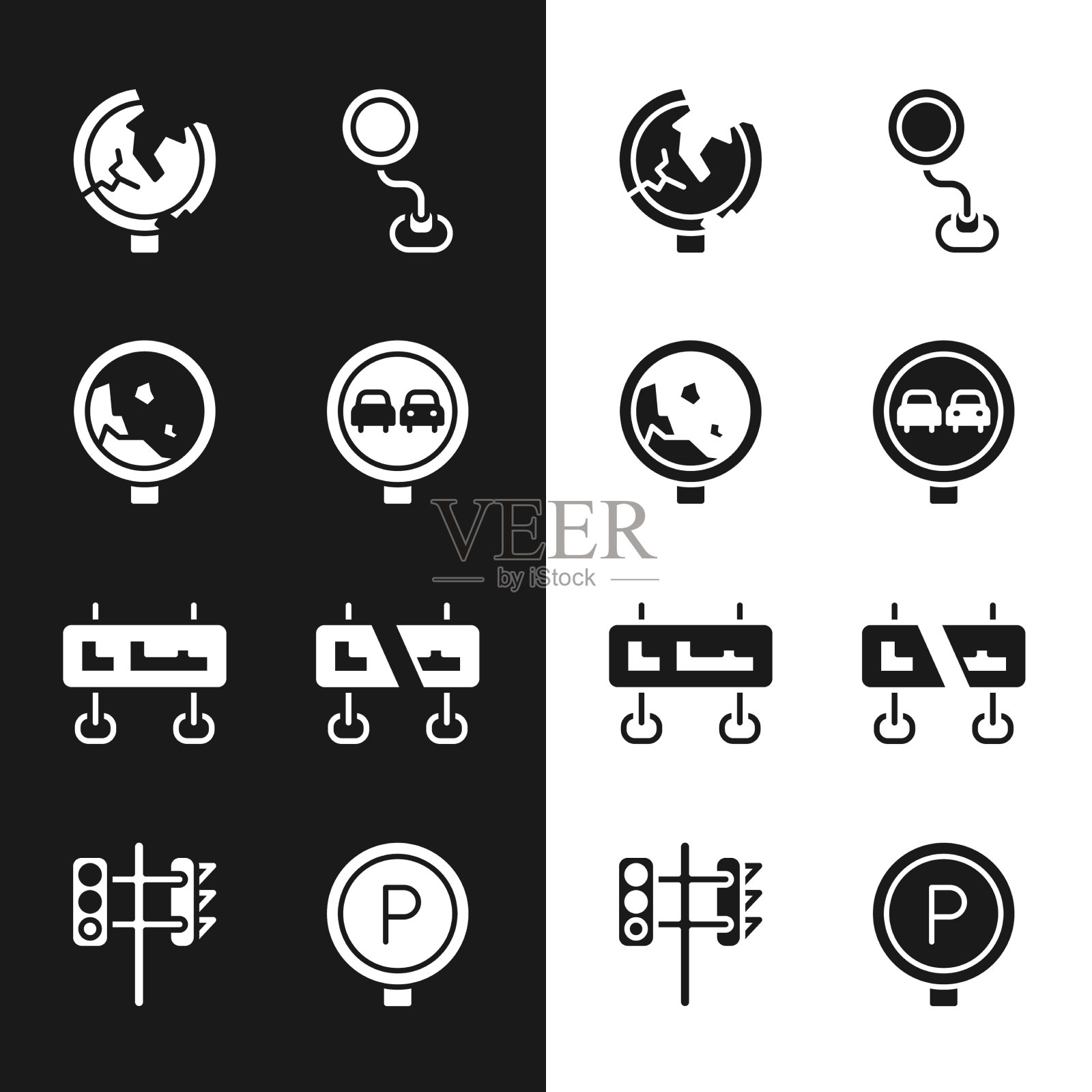 设置道路交通道路禁止超车警告图标素材