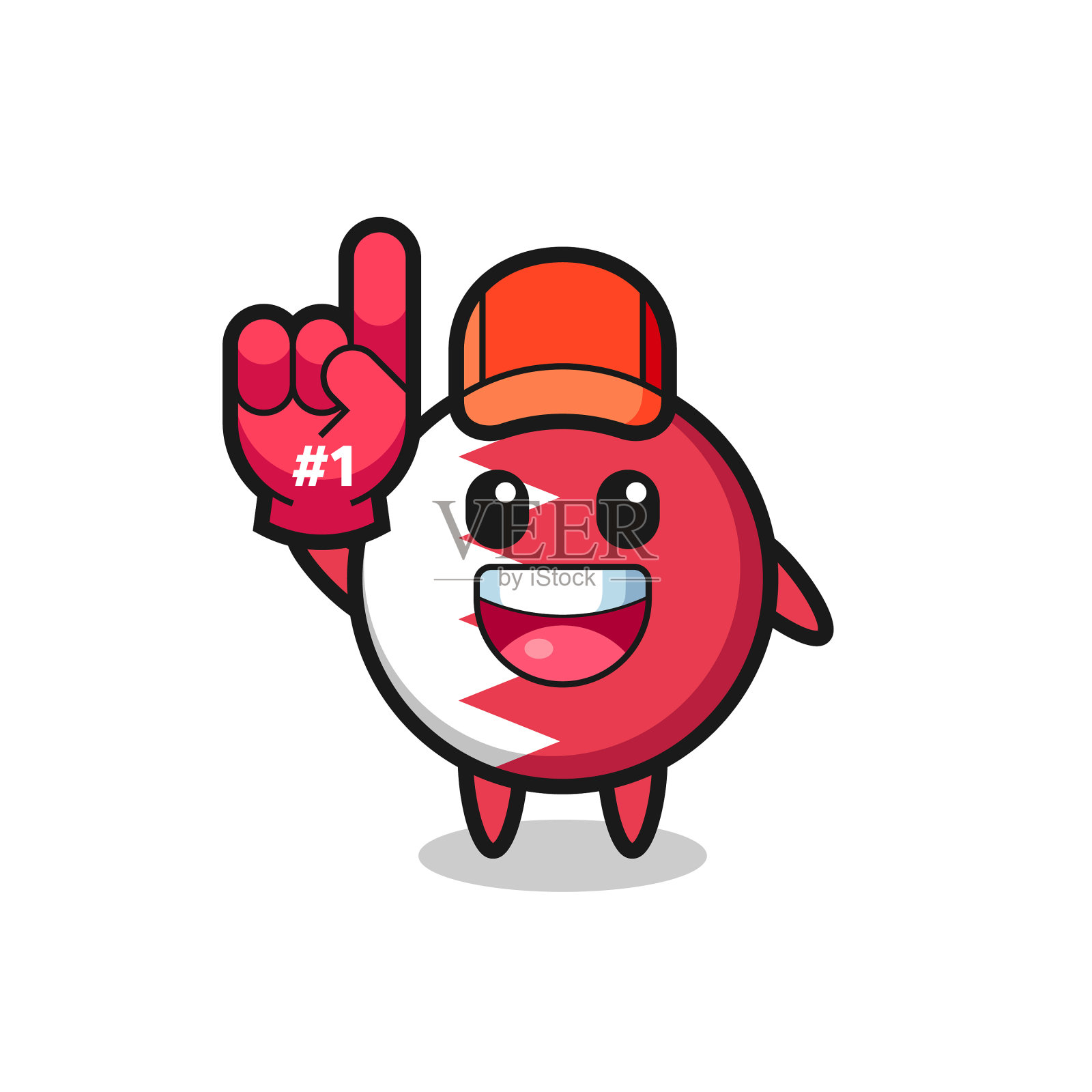 巴林国旗徽章卡通与头号粉丝插画图片素材