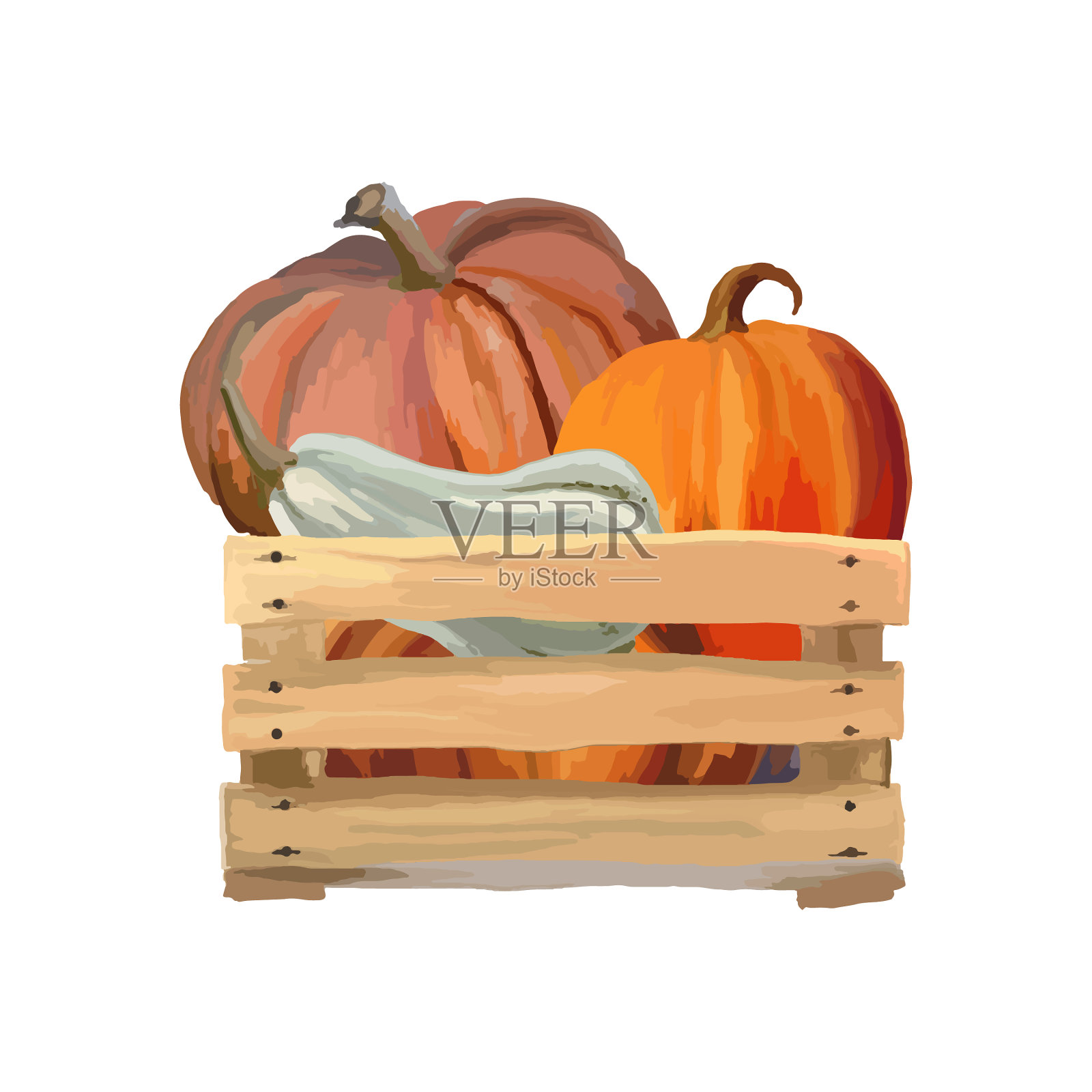 南瓜箱收获南瓜设计元素图片