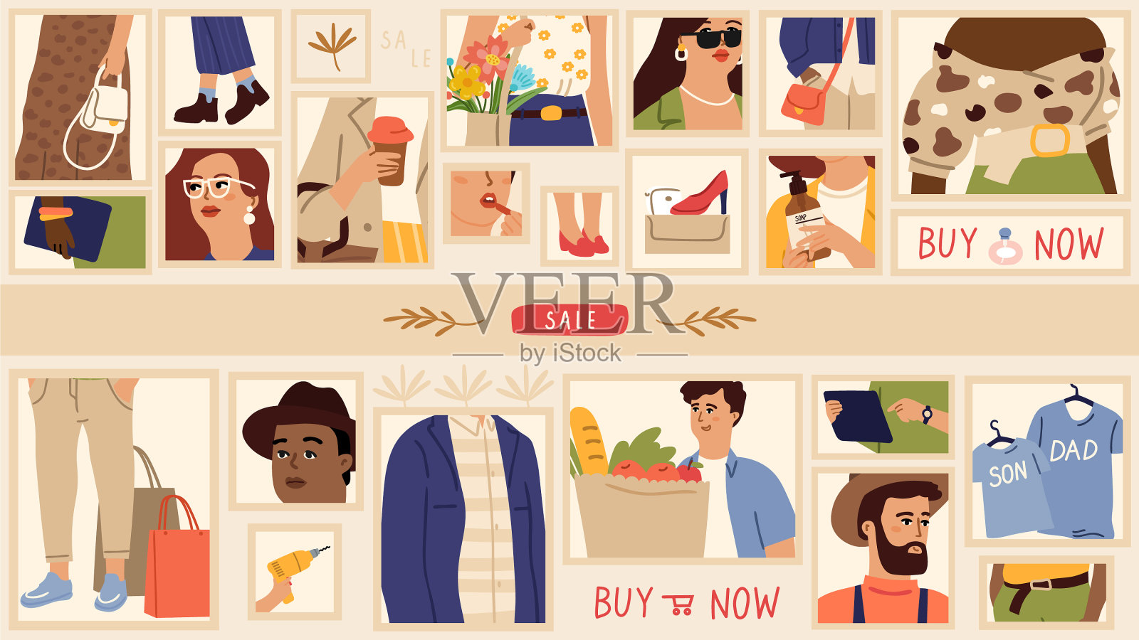 商店横幅，网上购物，时尚销售或设计模板素材