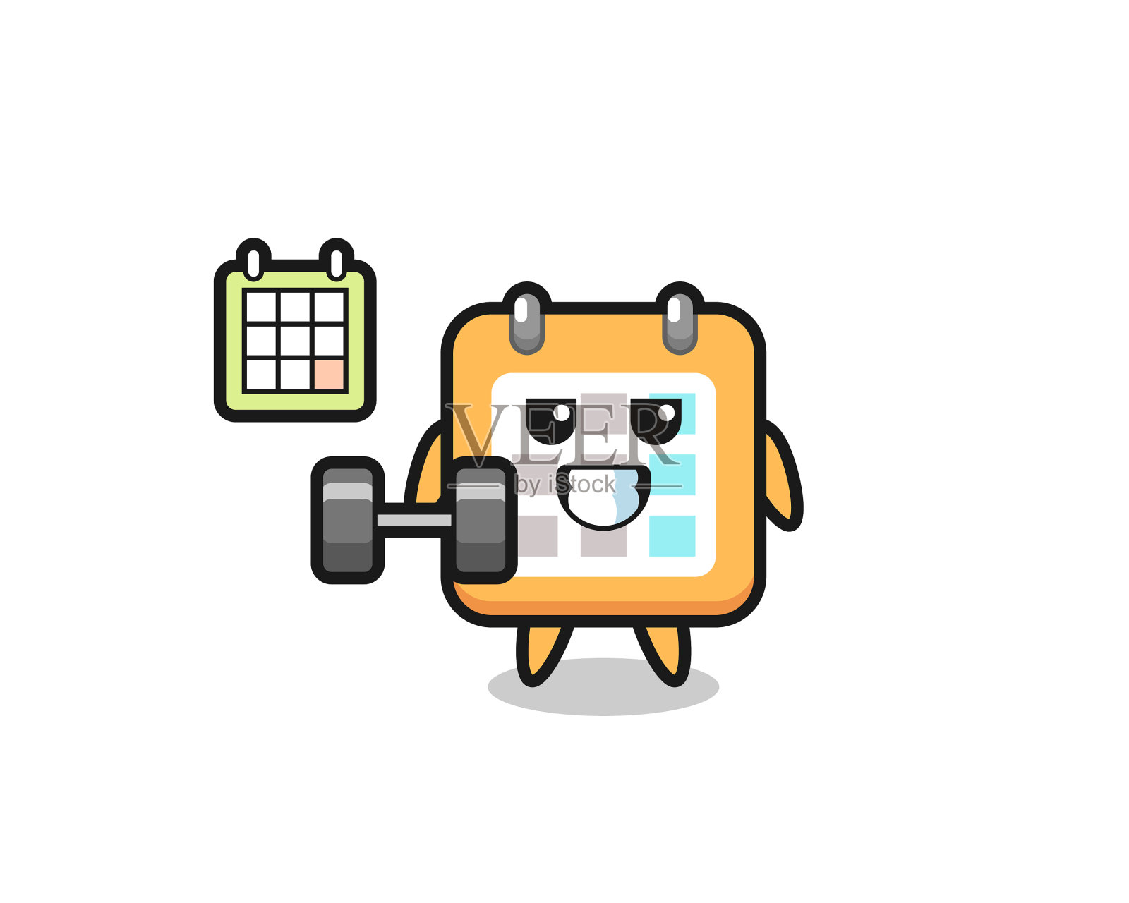 日历吉祥物卡通做健身用设计元素图片