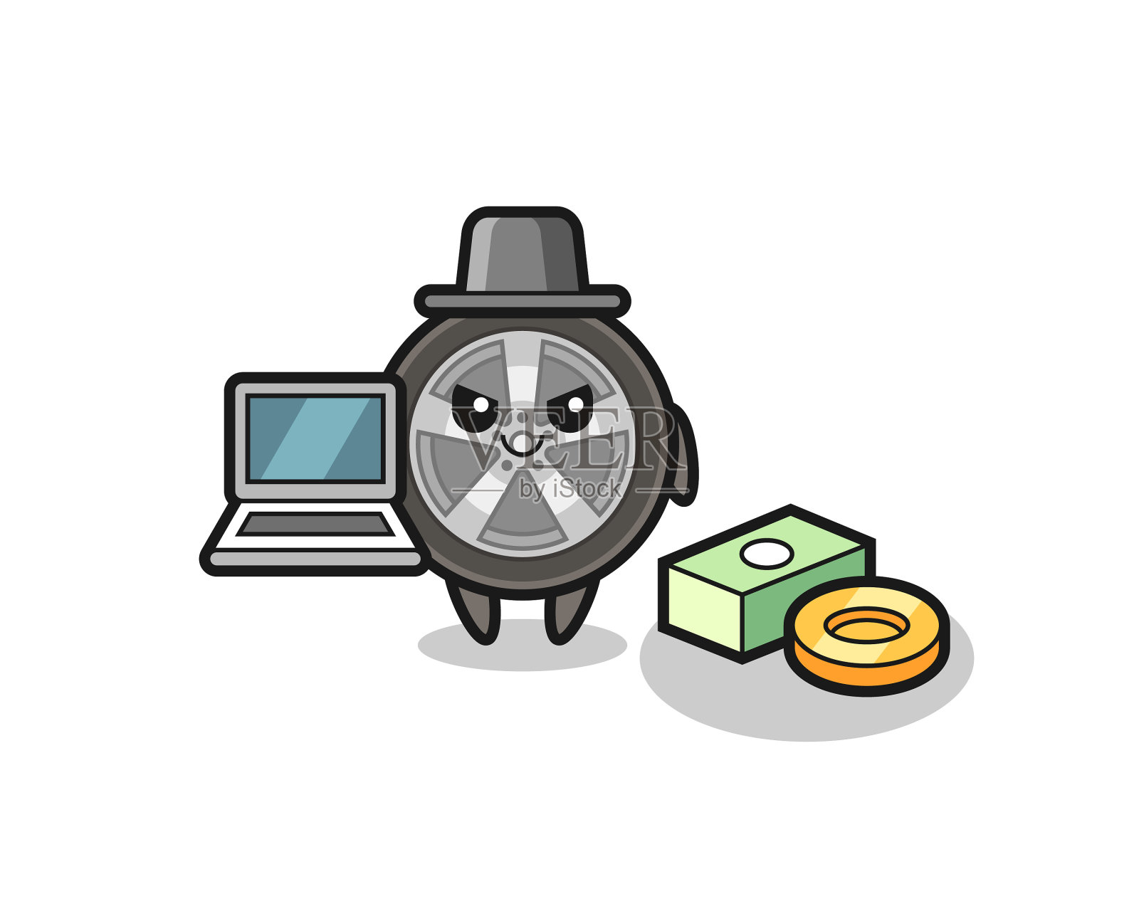 吉祥物汽车车轮作为黑客设计元素图片