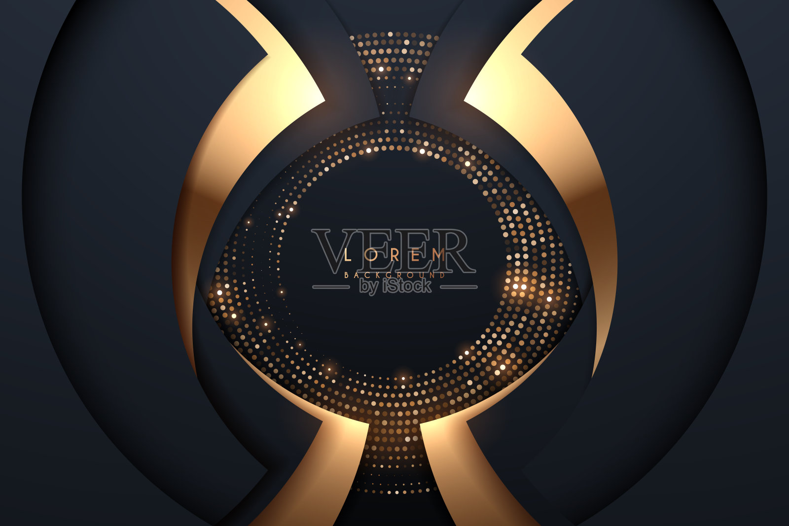 抽象的黑色和金色圈奢华背景插画图片素材
