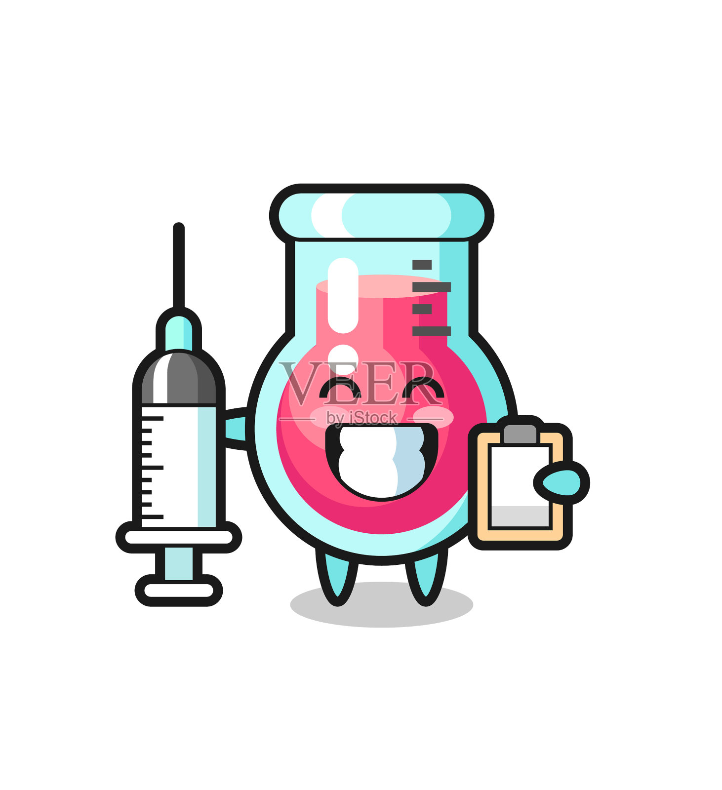 吉祥物实验室烧杯作为医生设计元素图片